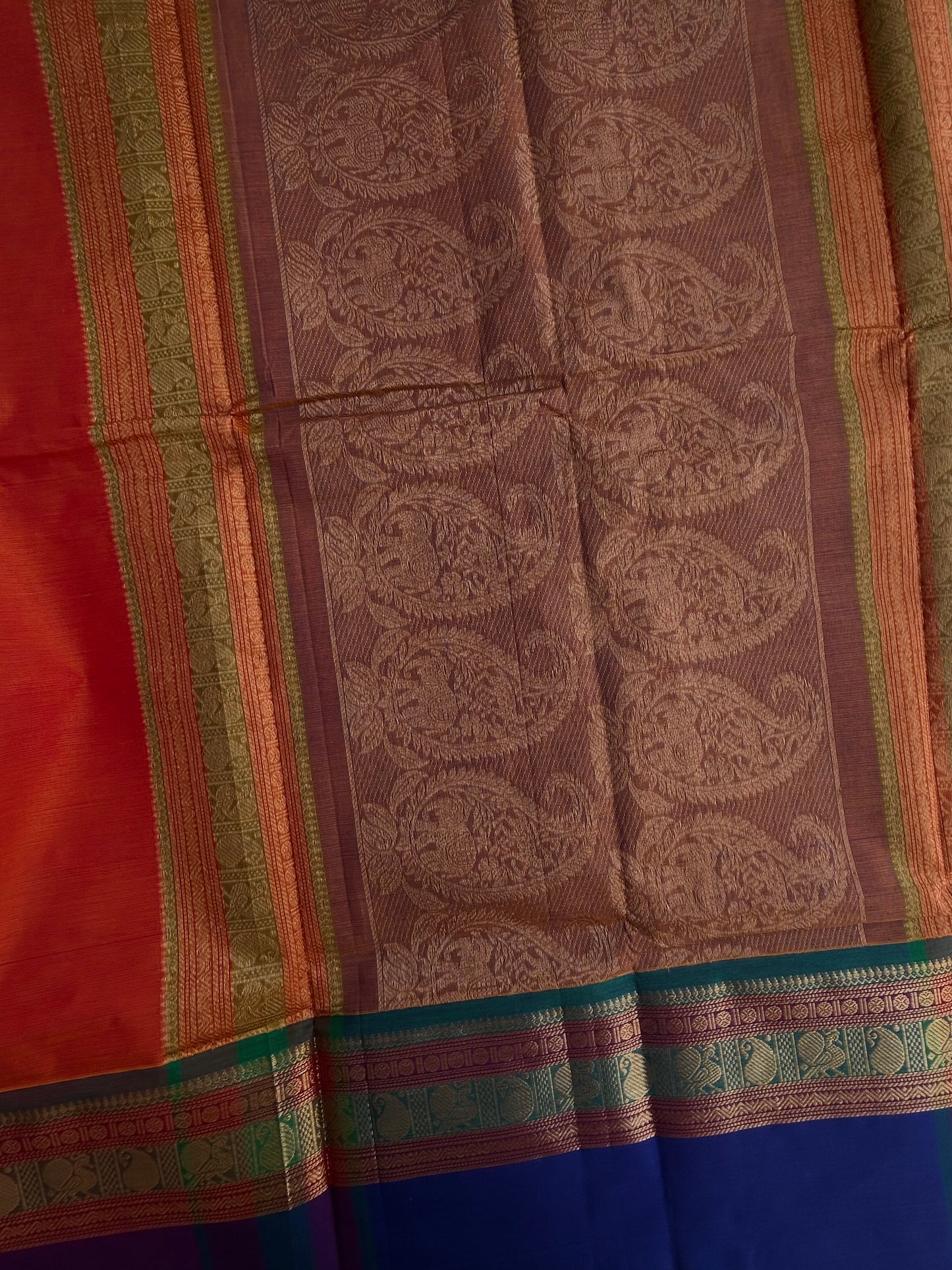 Kanchi cotton with annam zari butta weaves & grand pallu