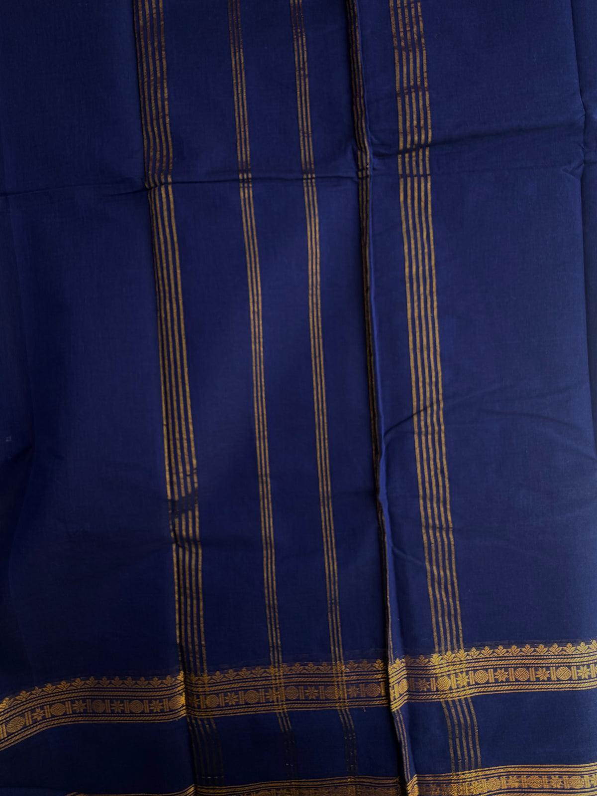 Kanchi cotton saree with zari border blue
