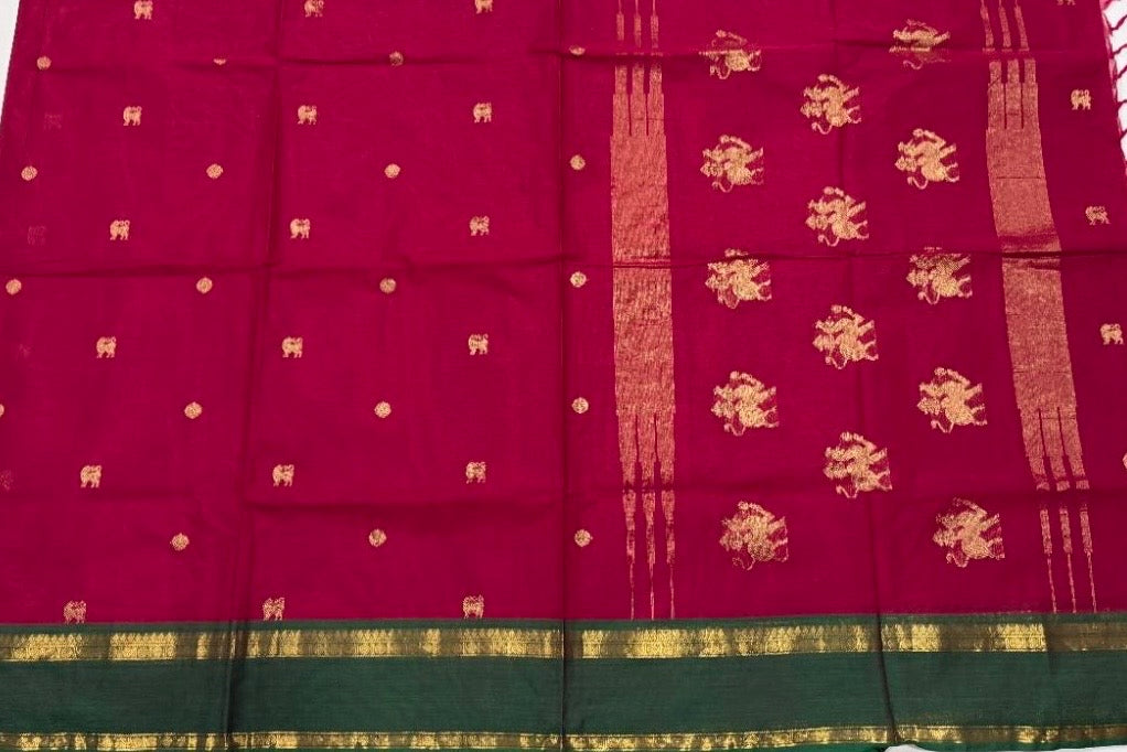 Premium Kanchi cotton with annam zari weaves and grand pallu