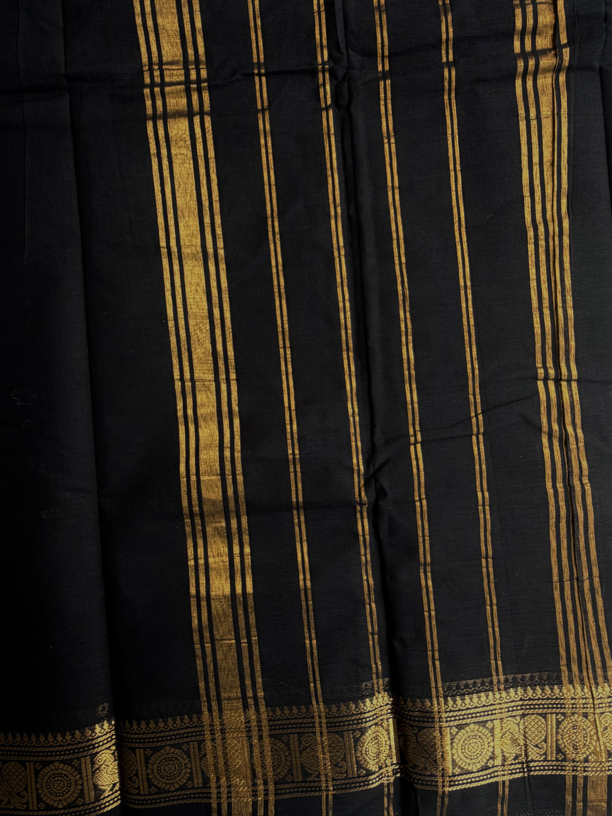 Kanchi cotton saree with zari weaves black