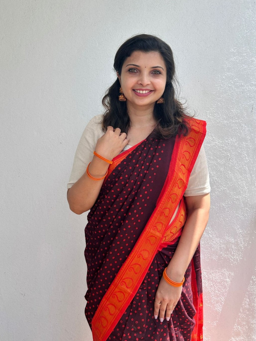 Sungudi saree in batik prints