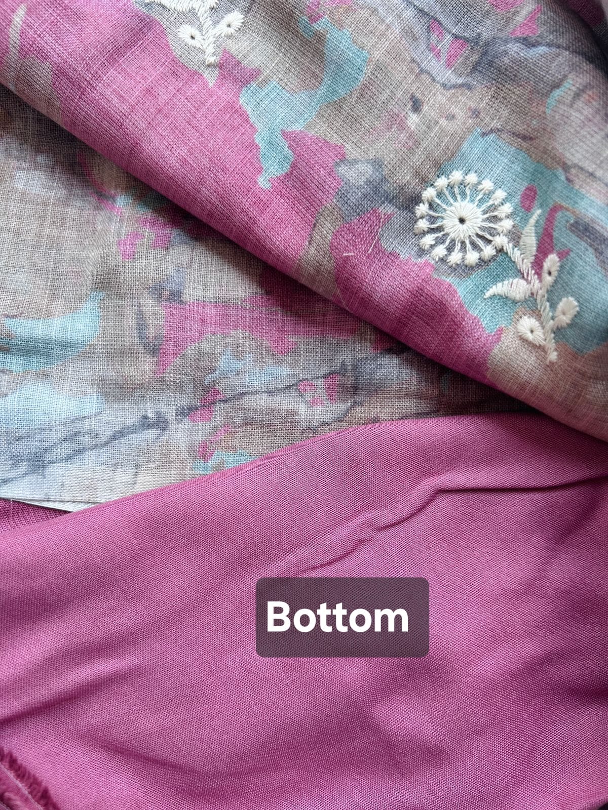 Unstitched Linen suit set with laces