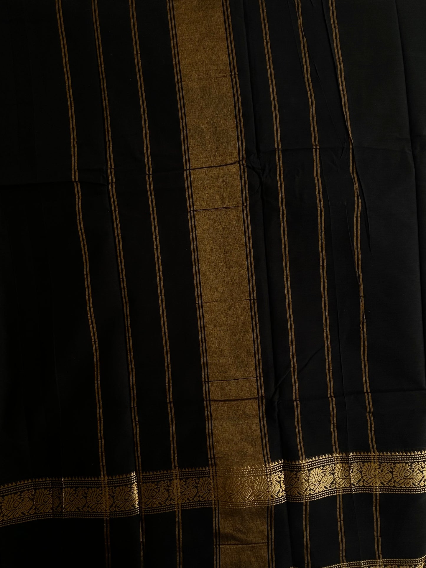 Kanchi cotton saree black with zari border