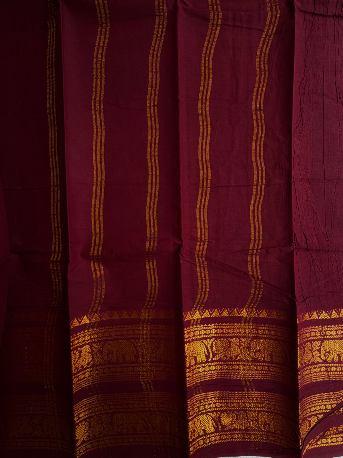 Sungudi saree with rettapett border - maroon