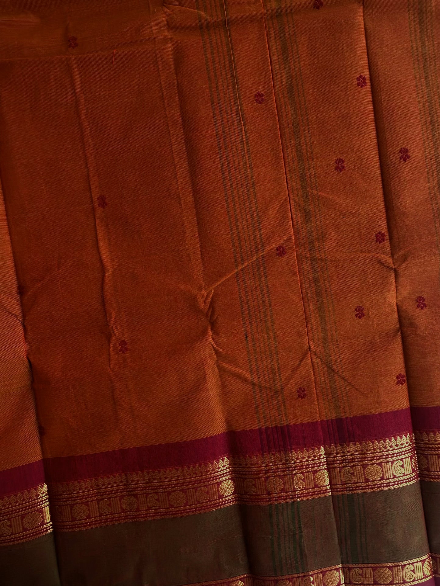 Kanchi cotton saree with butta weaves