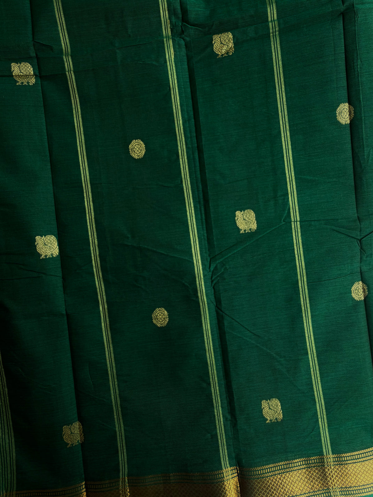 Kanchi cotton saree with annam zari weaves - green