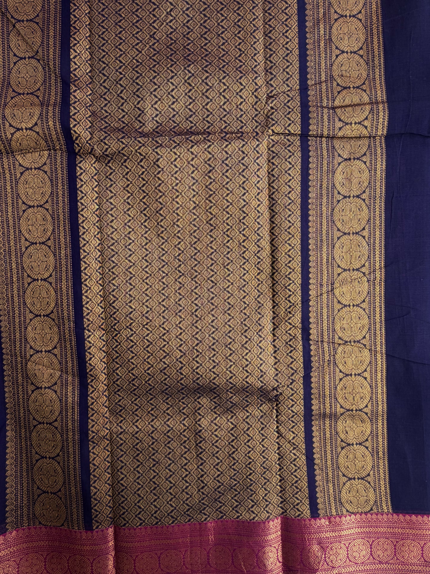 Kanchi cotton saree in checks & butta weaves & grand pallu