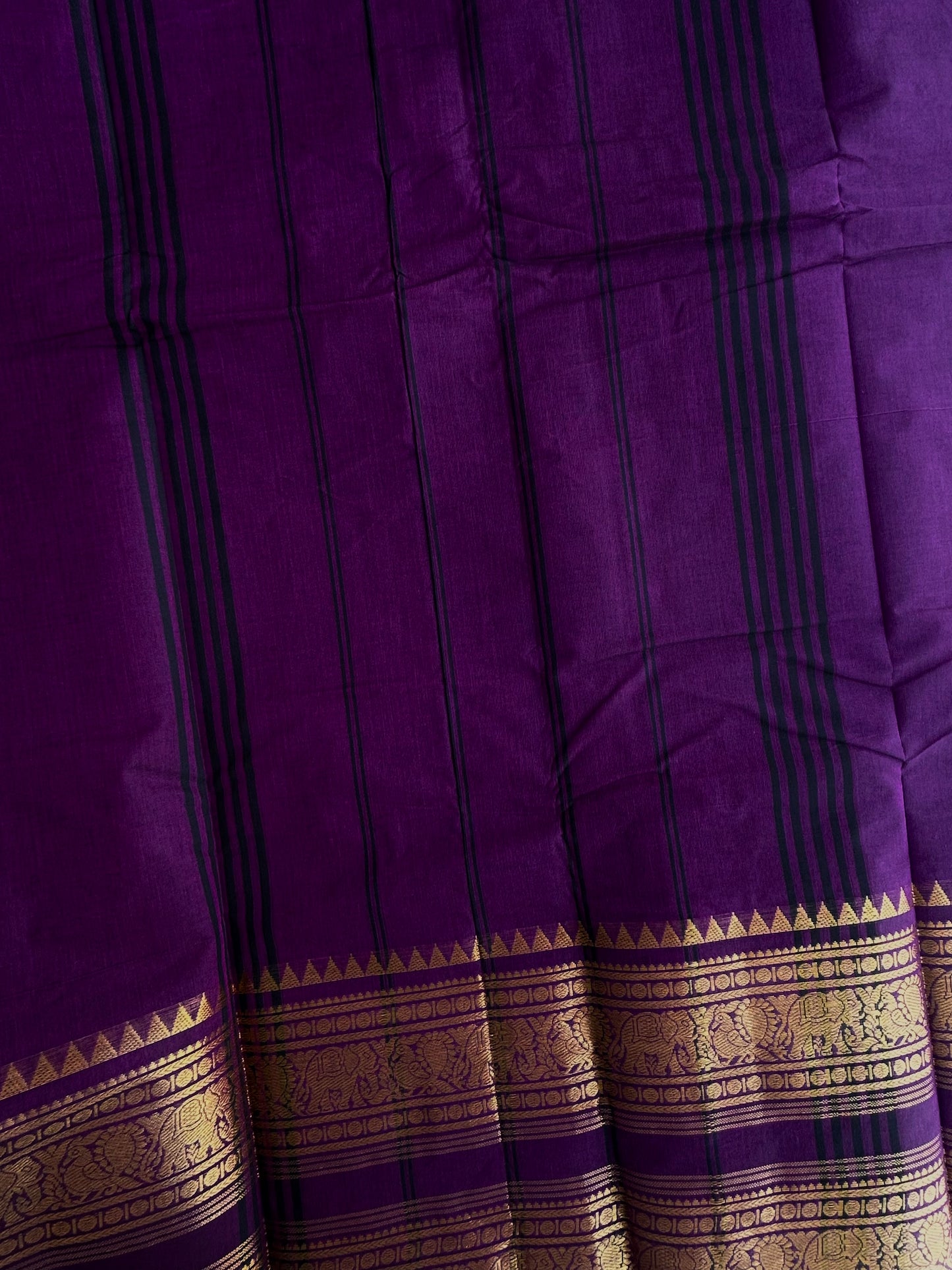 Kanchi cotton saree with rettapett border - purple