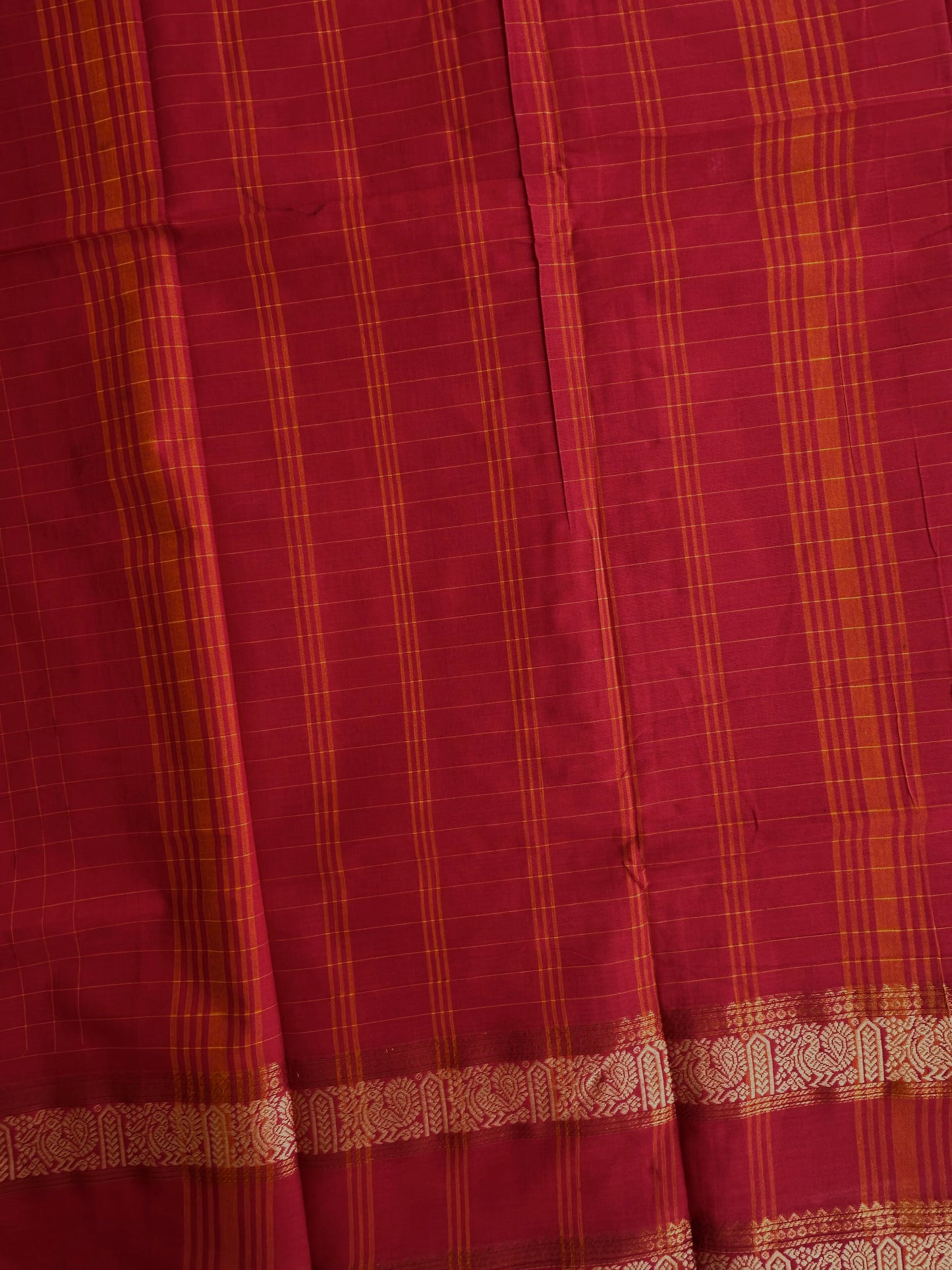 Kanchi cotton saree in kattam pattern