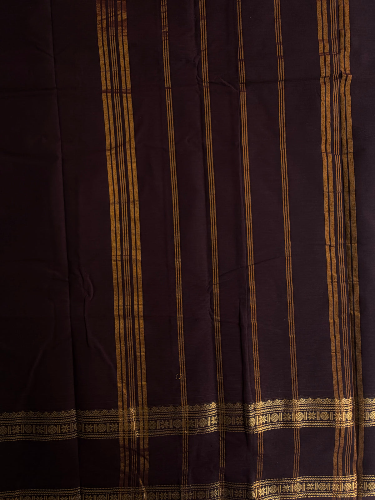 Brown Kanchi cotton saree with zari border