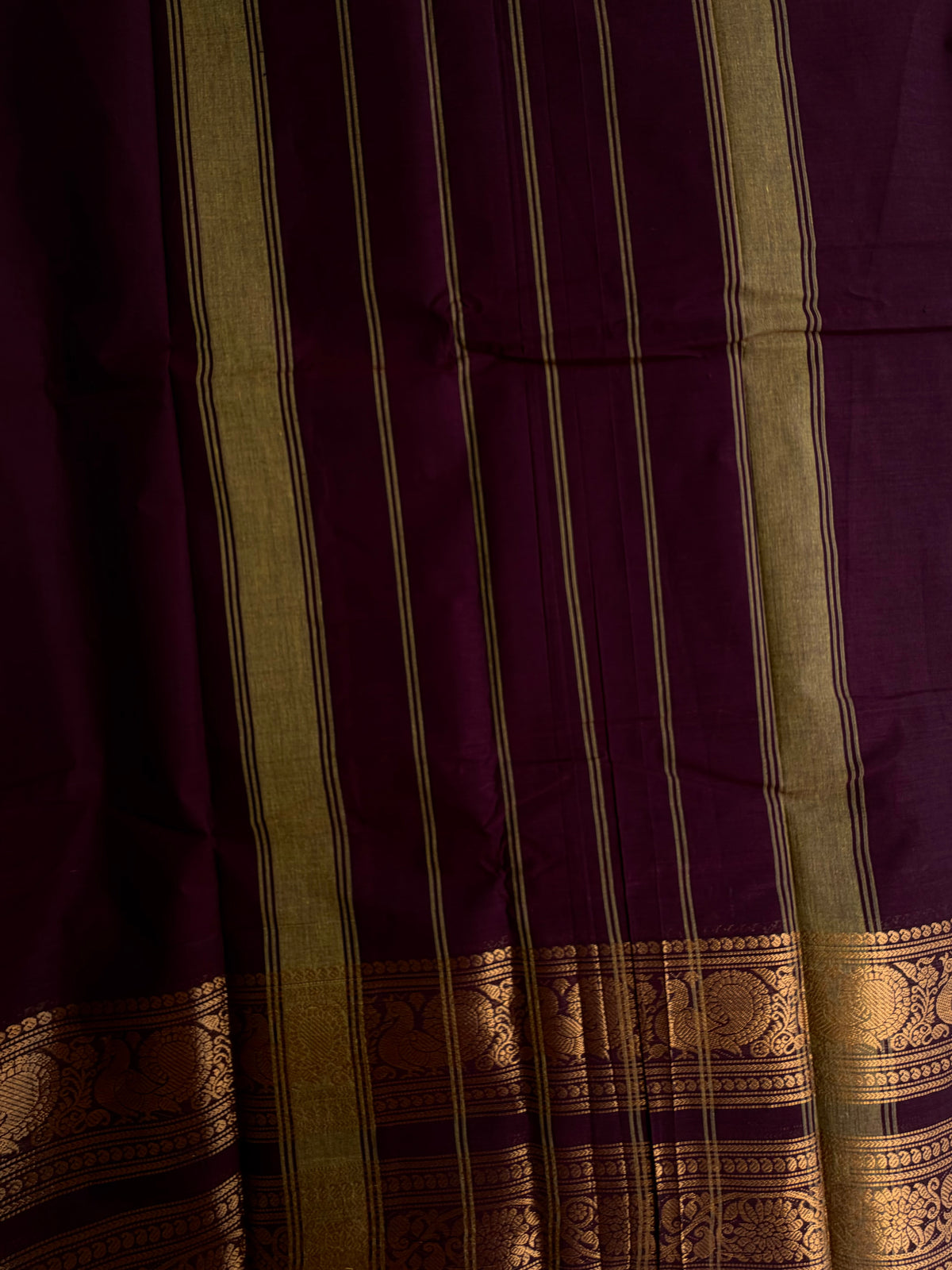 Kanchi cotton saree with rettapet border brown