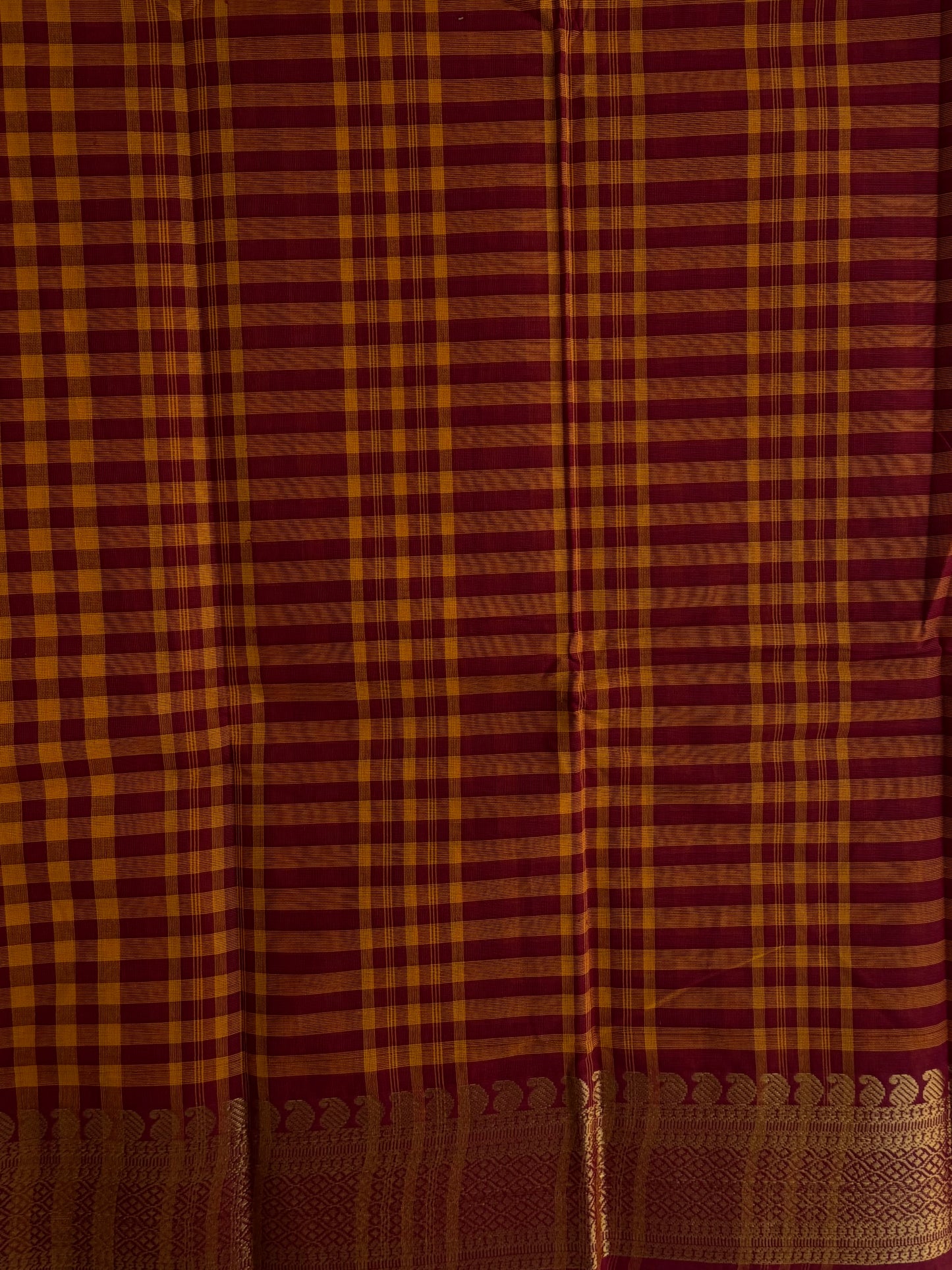 Kanchi cotton saree in kattam pattern - multicolor