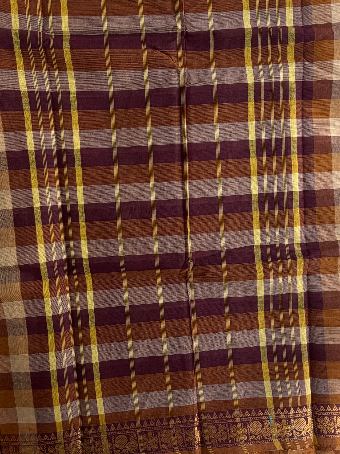 Kanchi cotton saree in kattam pattern - multicolor