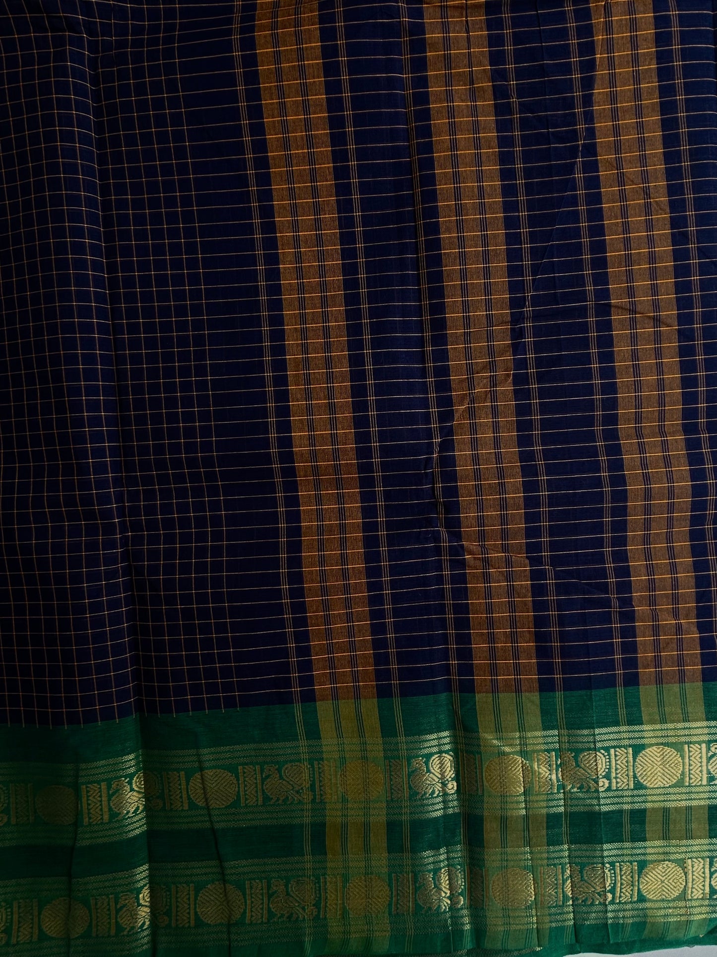 Kanchi cotton checks saree blue