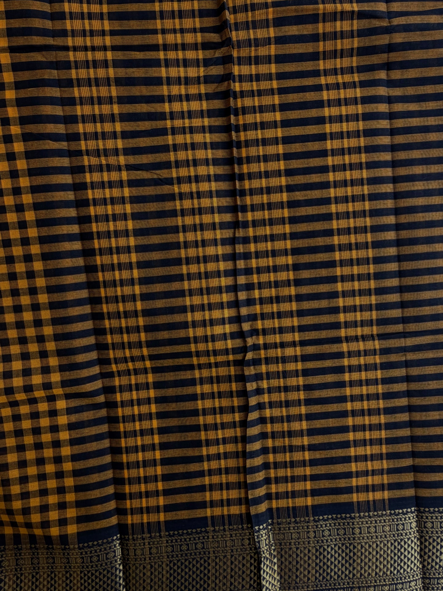 Kanchi cotton saree in kattam pattern - multicolor