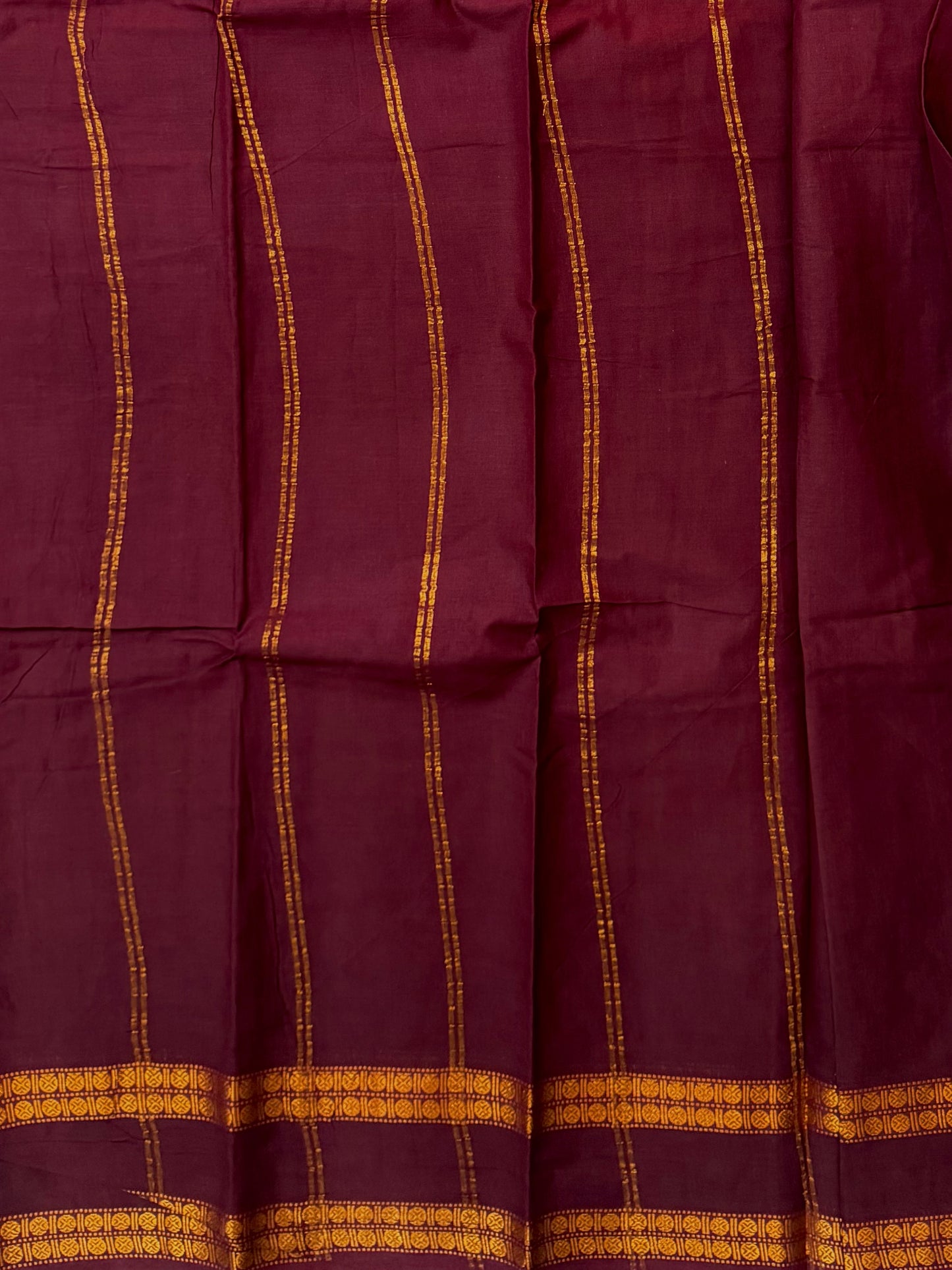 Sungudi saree with minimal zari border maroon