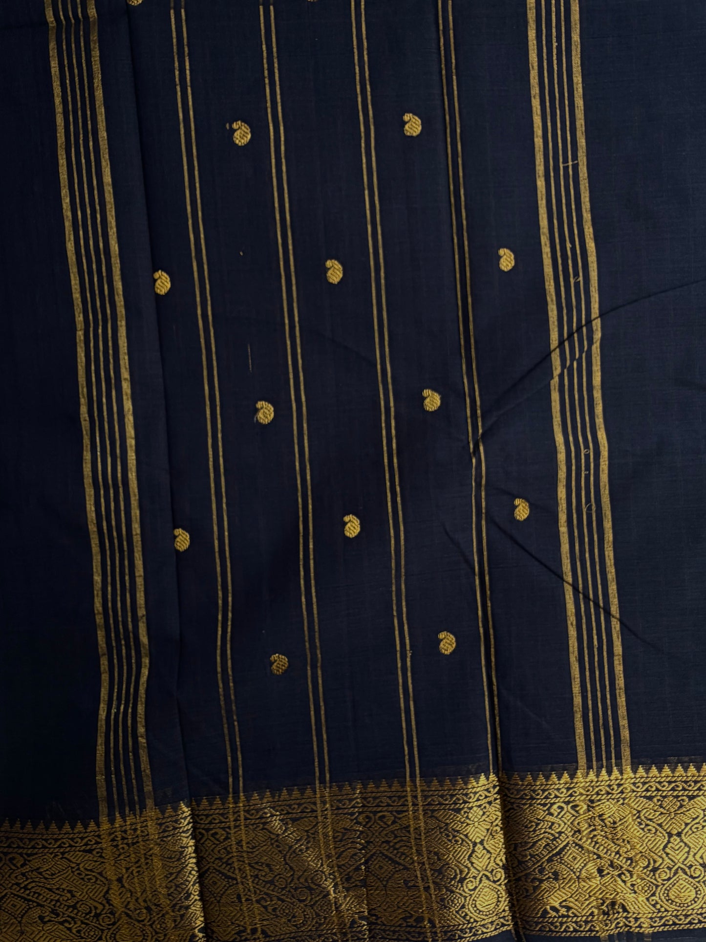 Kanchi cotton saree with butta weaves & stripes