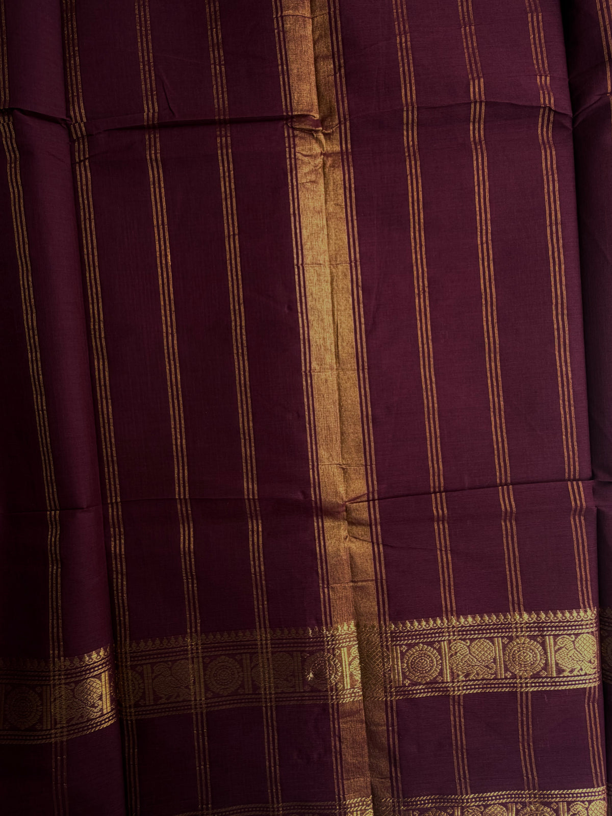 Kanchi cotton saree with zari weaves - maroon