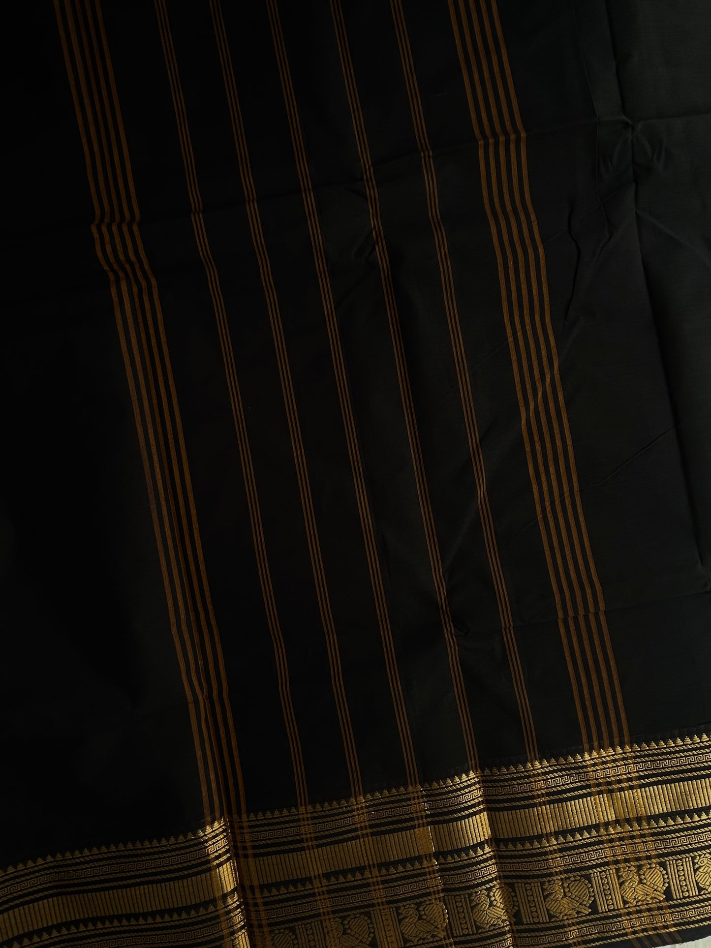 Kanchi cotton saree with zari border black