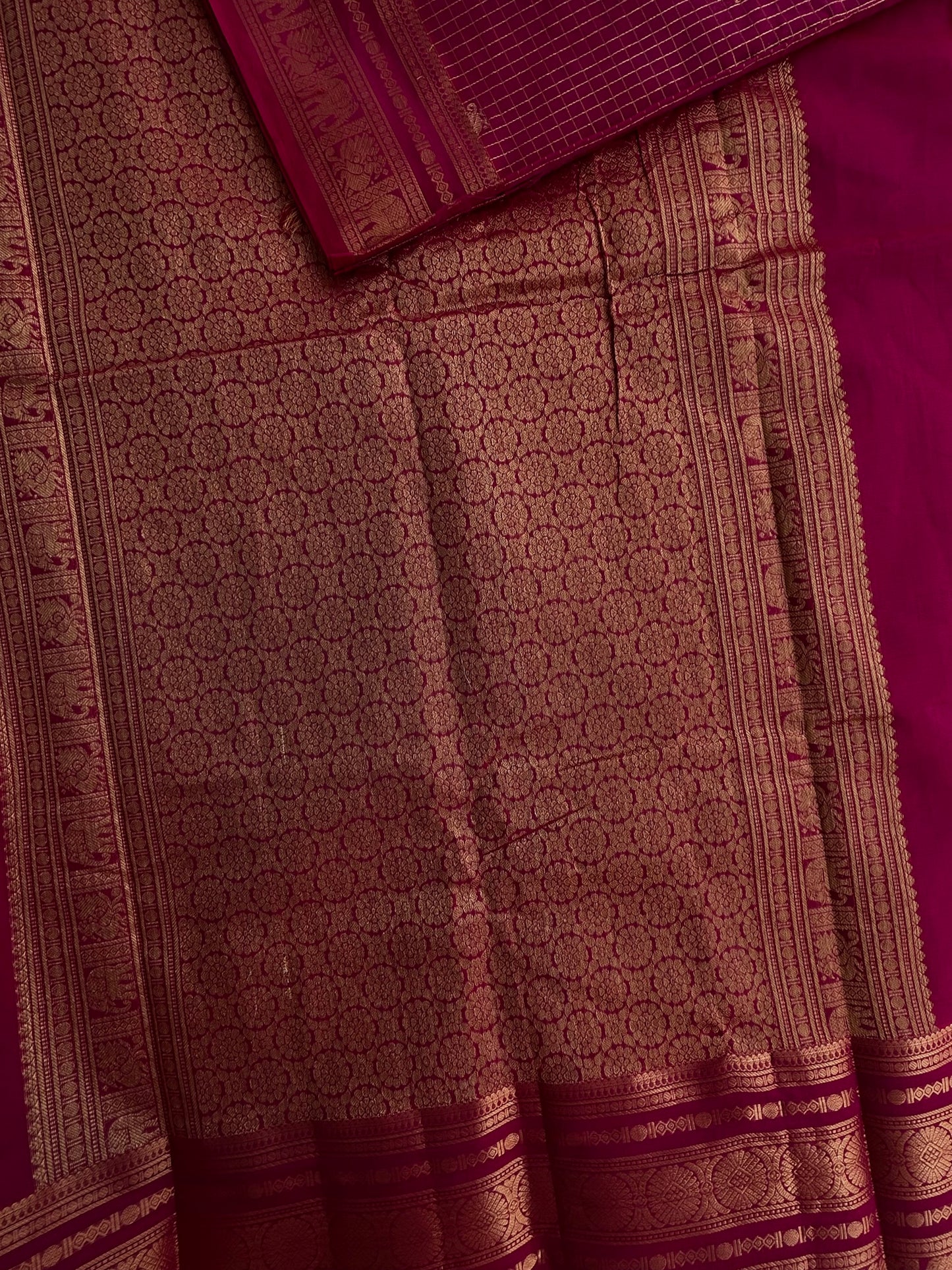 Kanchi cotton saree with kattam zari weaves & grand pallu - pink