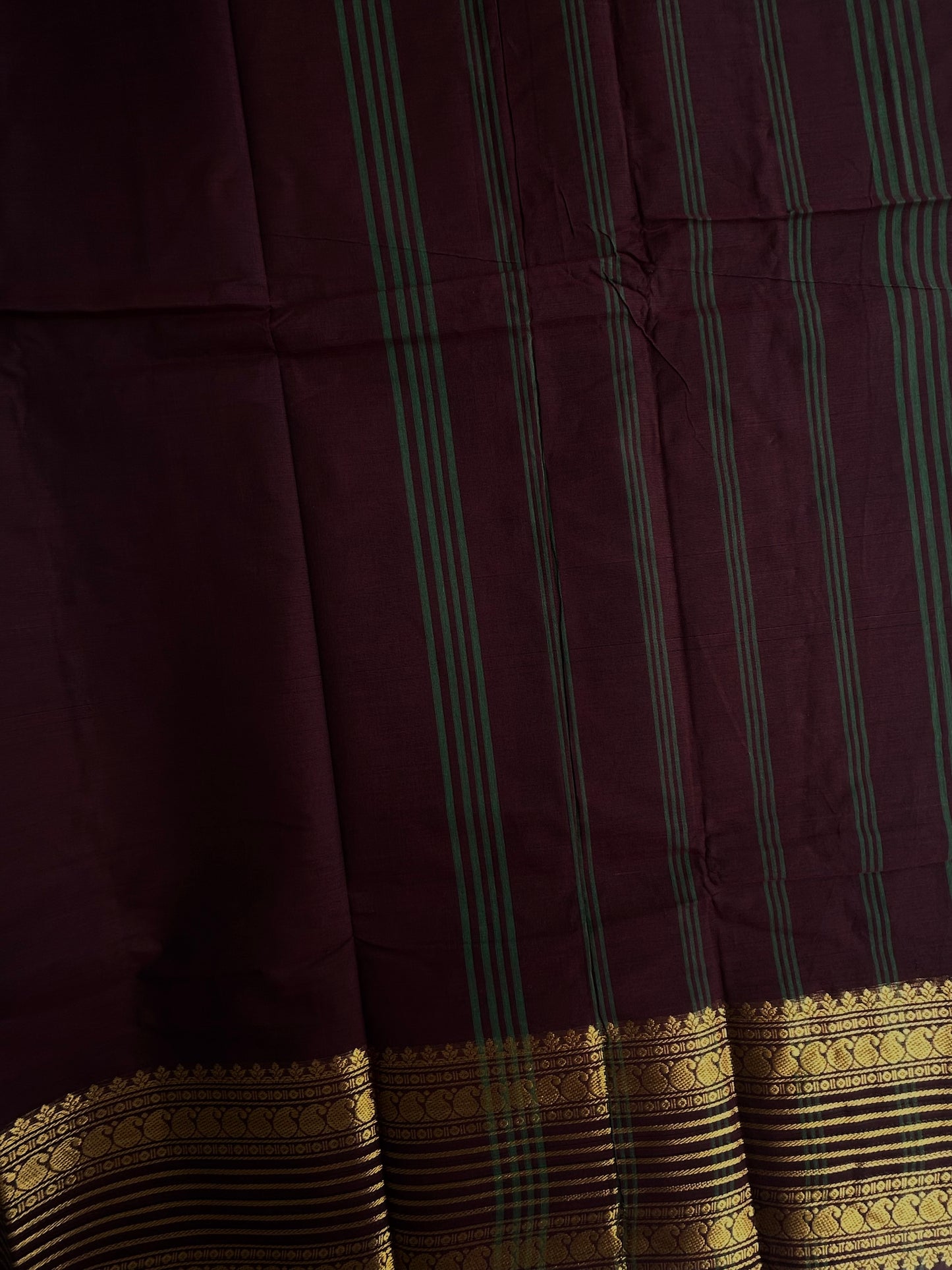 Kanchi cotton with zari weaves - brown