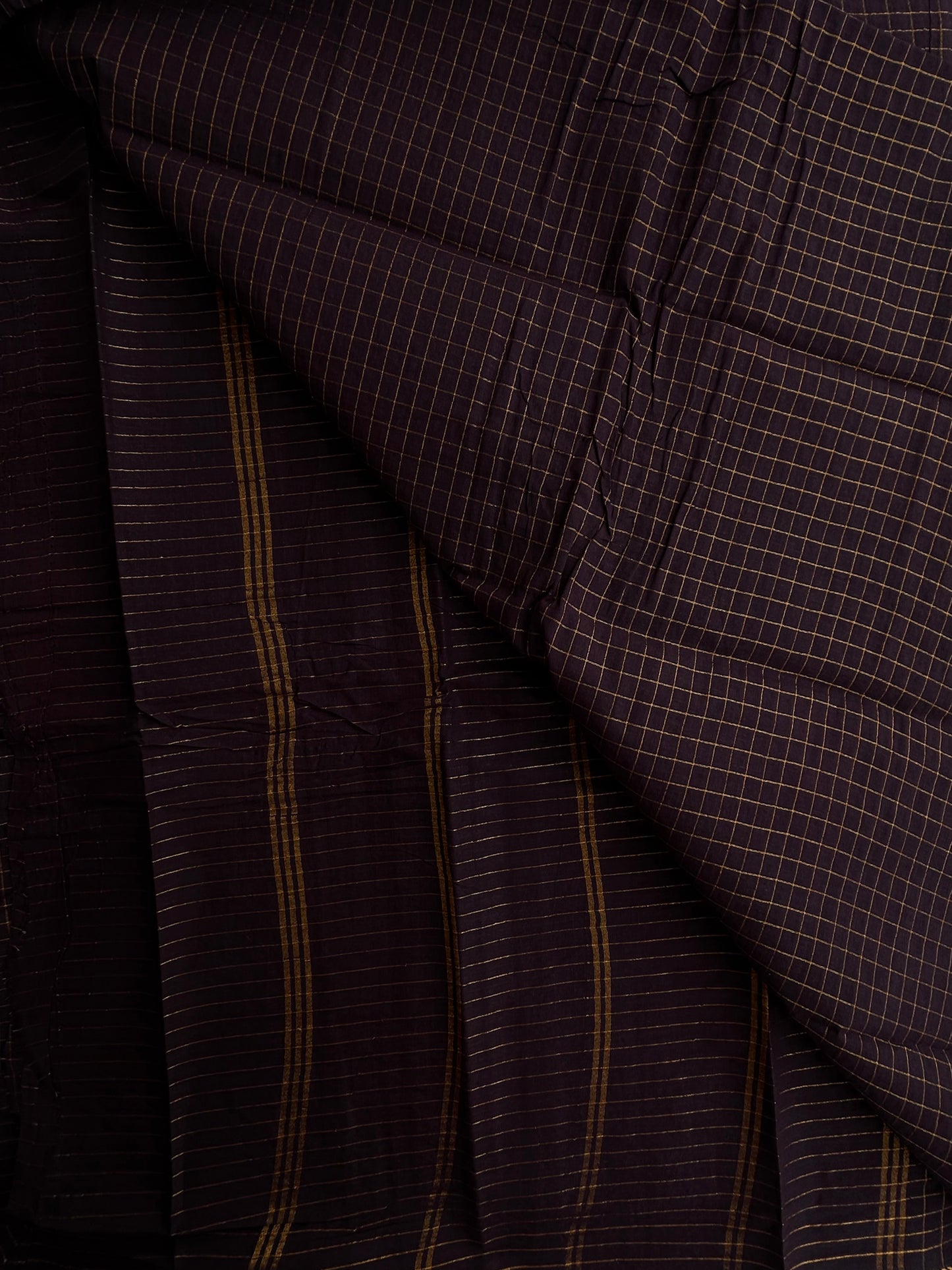 Sungudi cotton saree in checks - brown