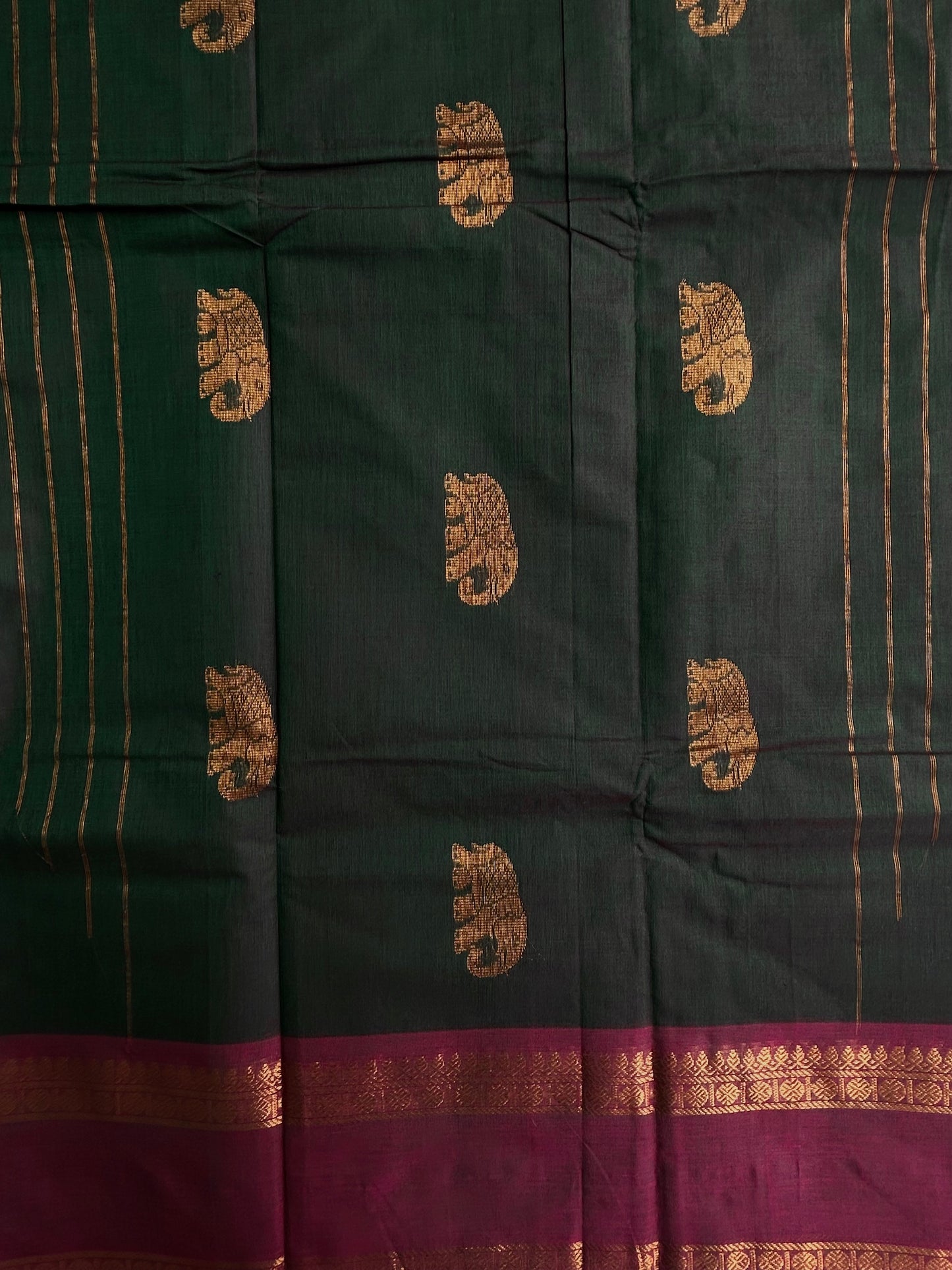 Kanchi cotton saree with zari butta weaves