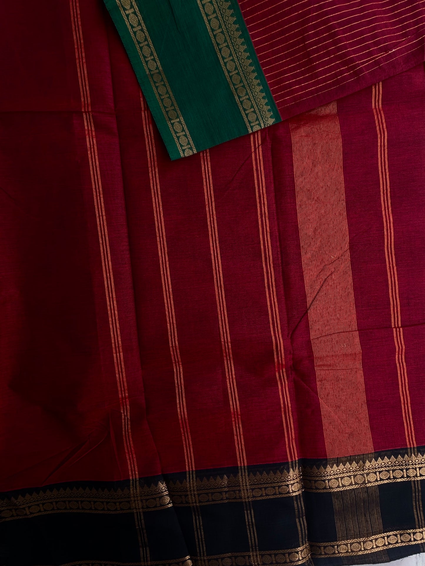 Kanchi cotton saree with Korvai ganga jamuna border