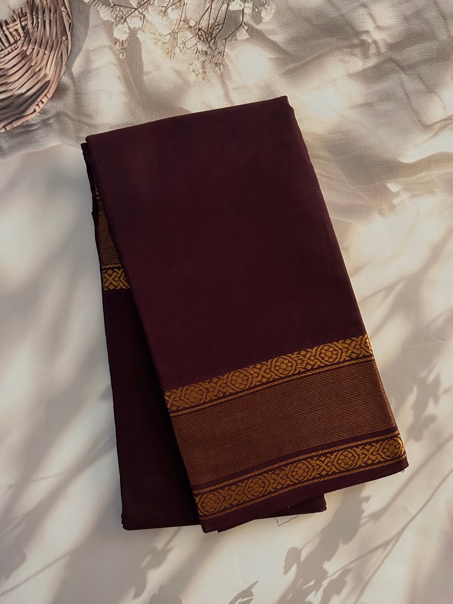 Sungudi Cotton saree brown