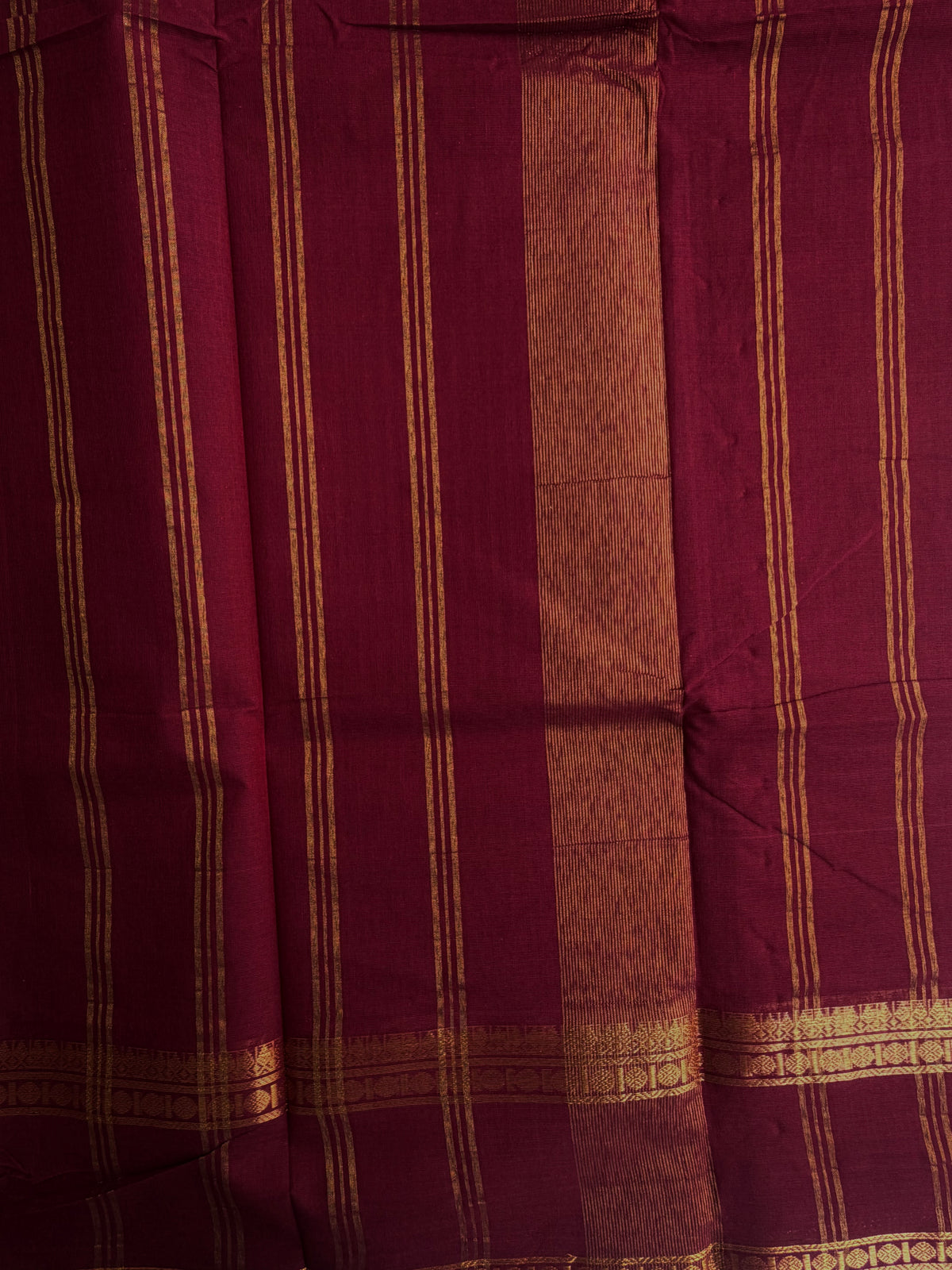 Kanchi cotton saree in Vairaoosi pattern maroon