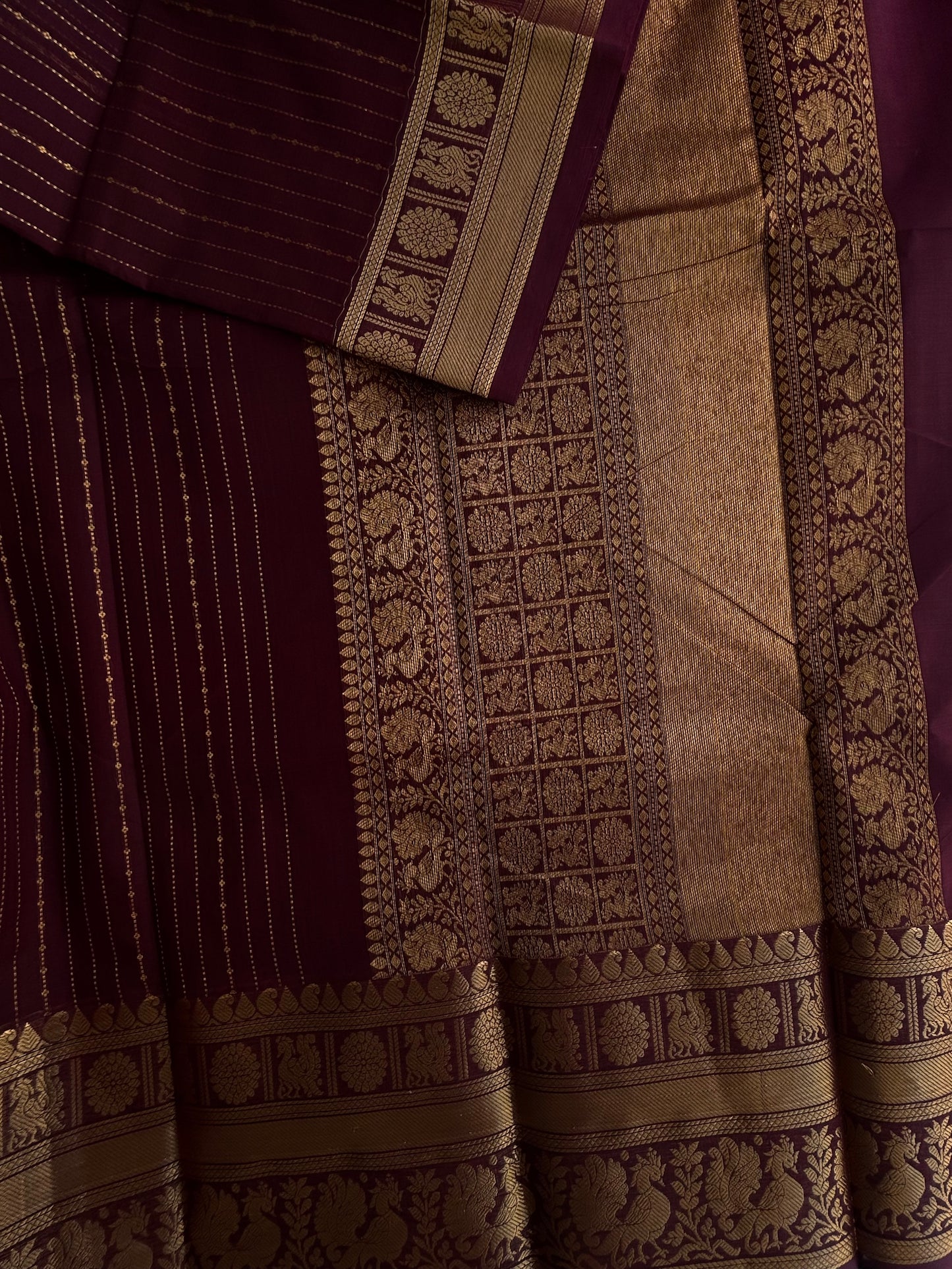 Kanchi cotton Vairaoosi weaves & grand pallu Brown