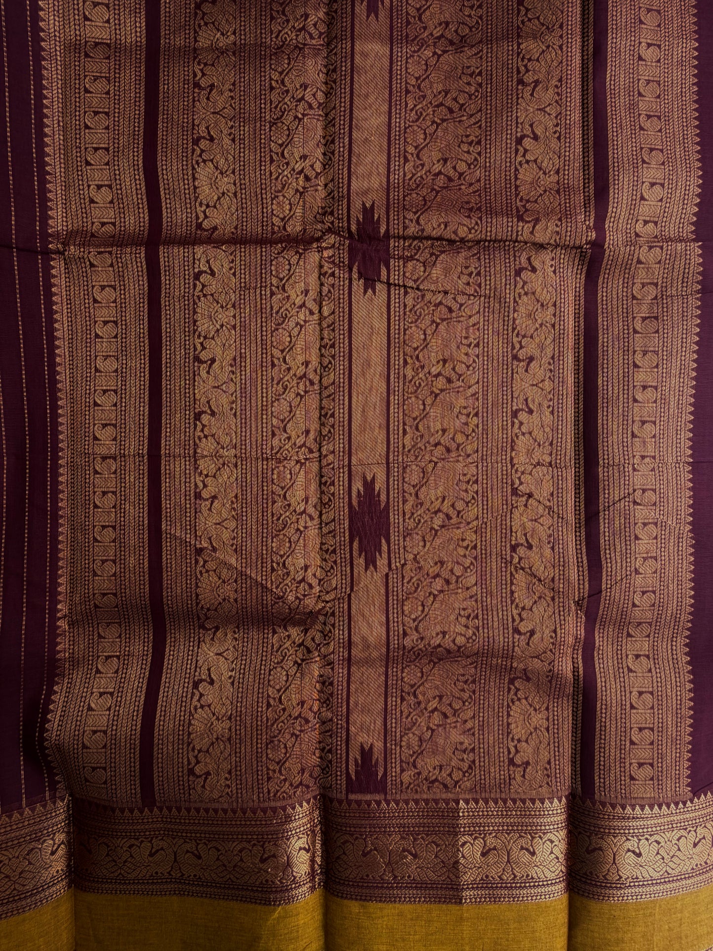 Kanchi cotton saree in Vairaoosi weaves & grand pallu - Brown