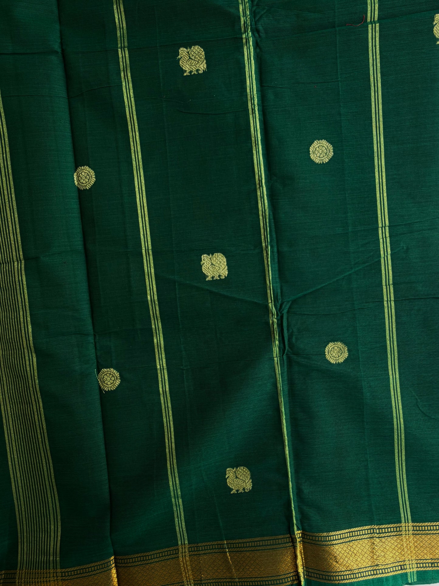 Kanchi cotton saree with annam zari weaves - green