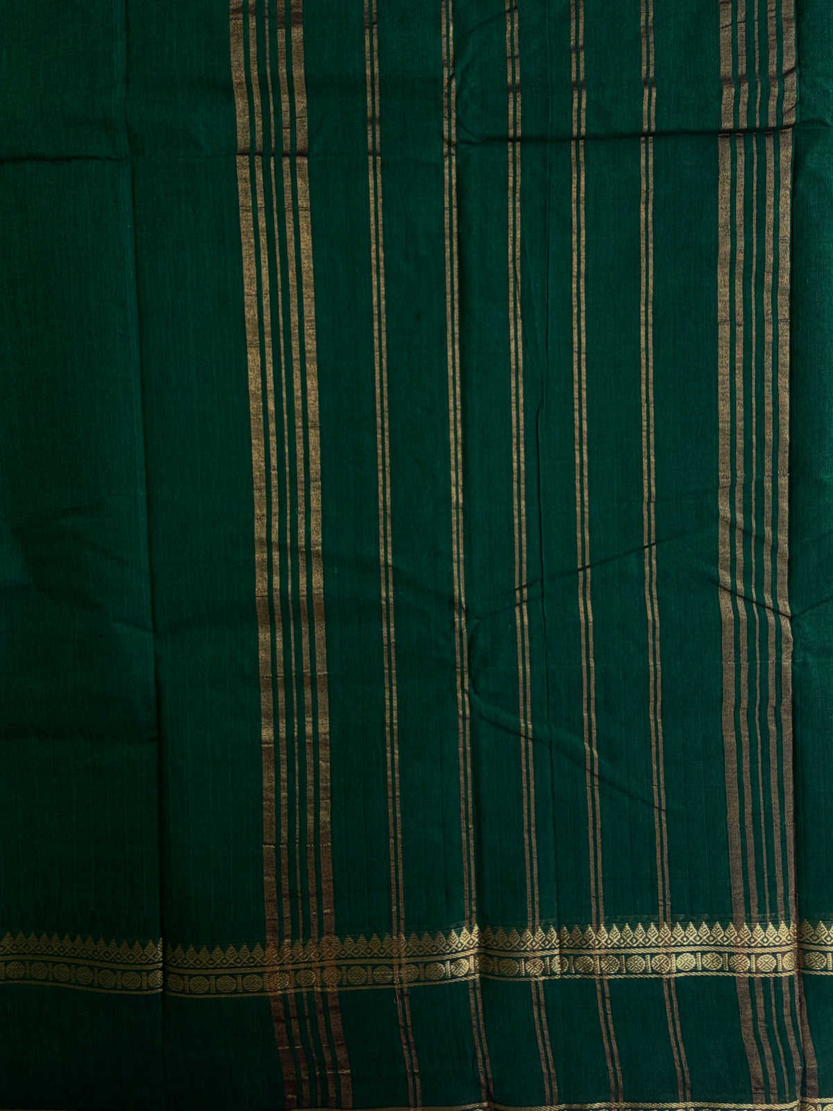 Kanchi cotton saree with vairaoosi weaves green