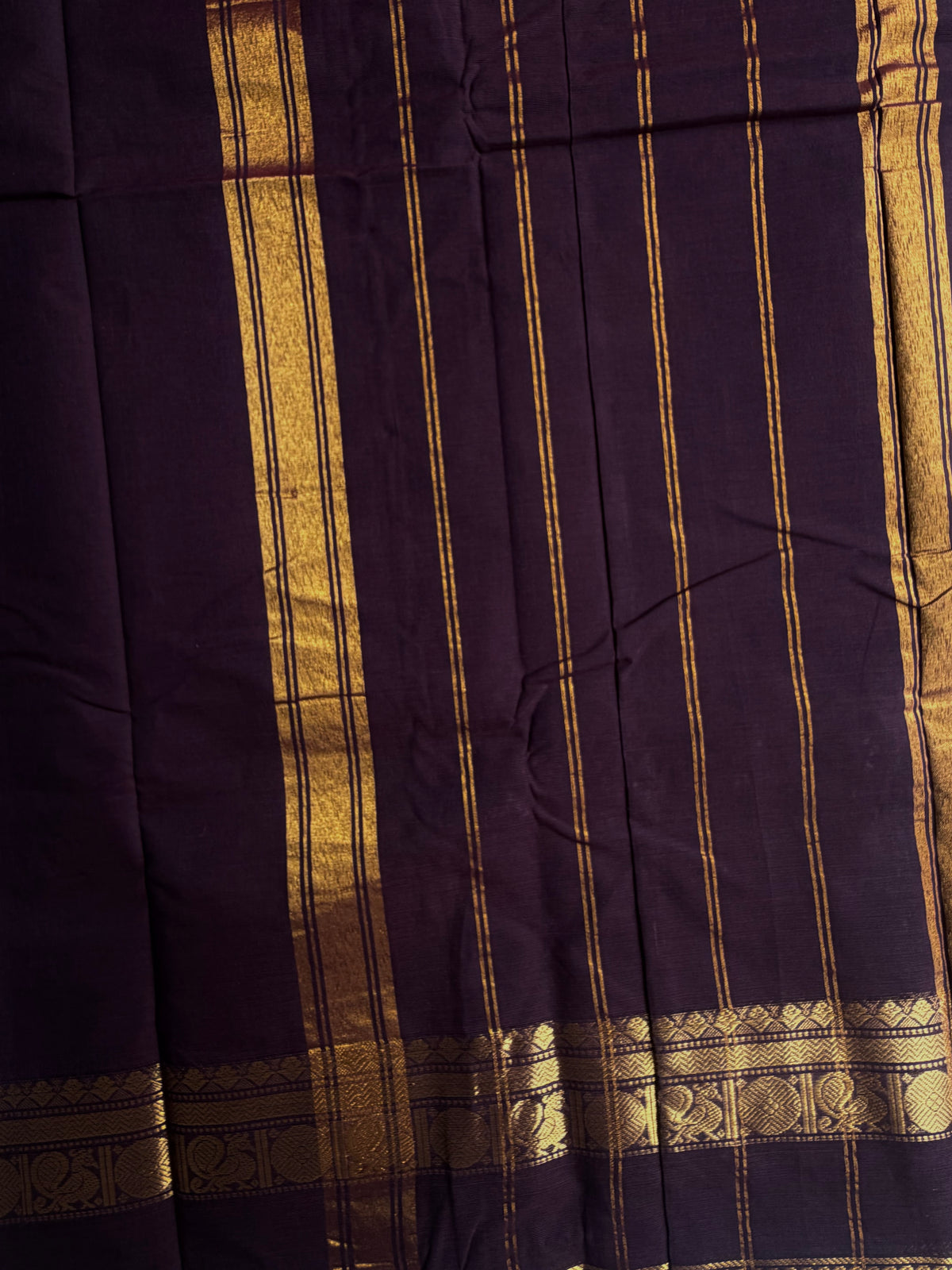 Kanchi cotton saree with zari weaves - brown
