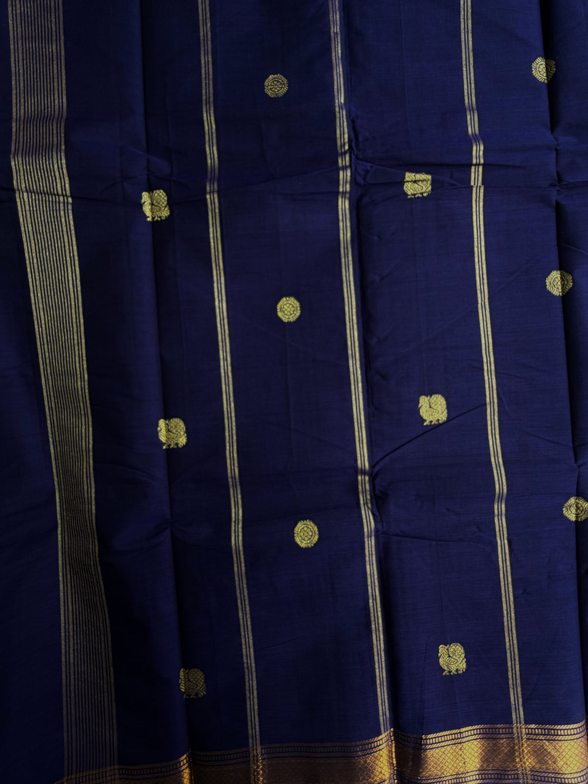 Kanchi cotton with zari weaves on body and pallu - dark blue
