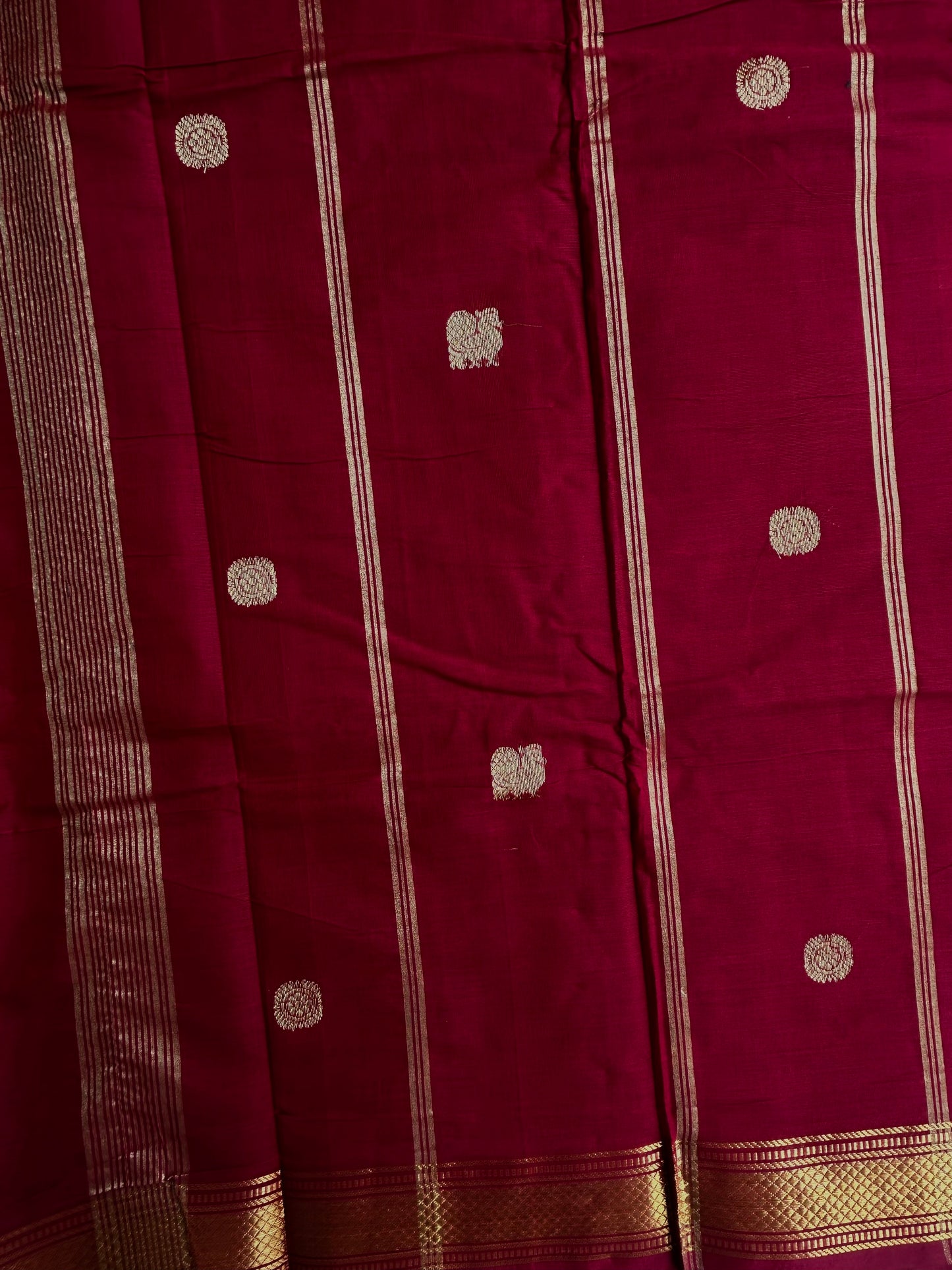 Kanchi cotton with zari weaves on body and pallu - Rustic Maroon