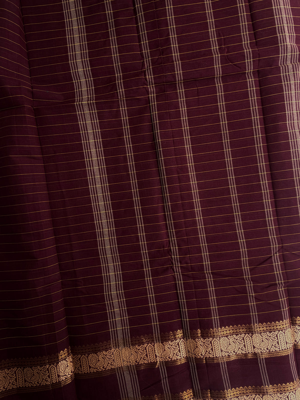 Kanchi cotton saree in kattam pattern brown