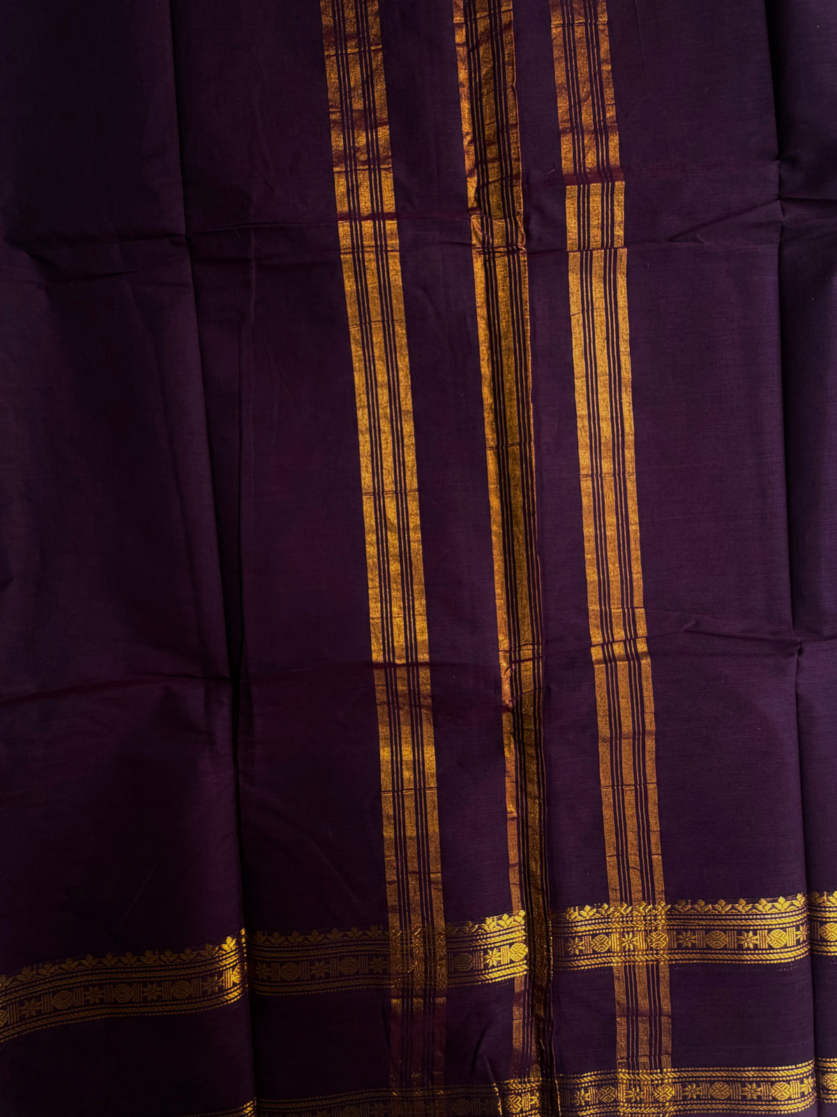 Brown Kanchi cotton saree with zari border