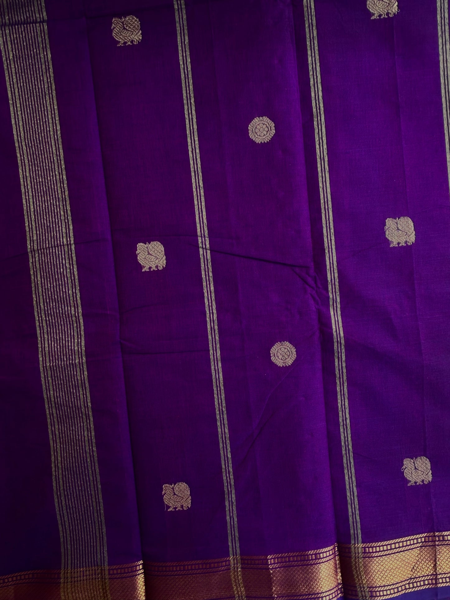 Kanchi cotton saree with annam zari weaves & zari pallu - purple