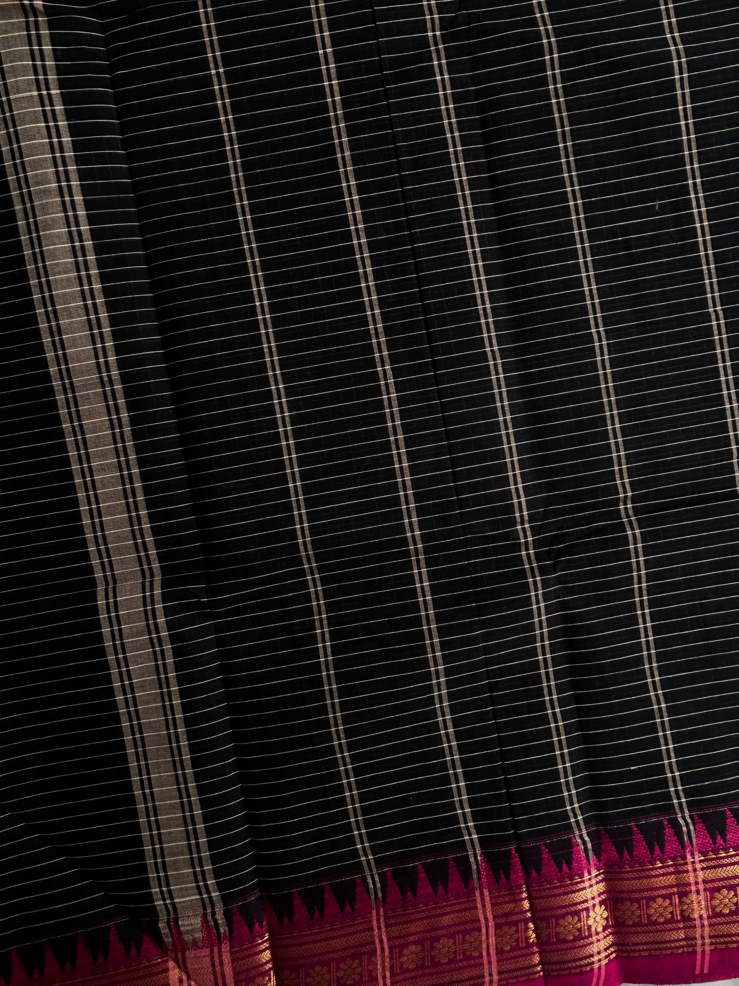 Black Kanchi cotton checks saree