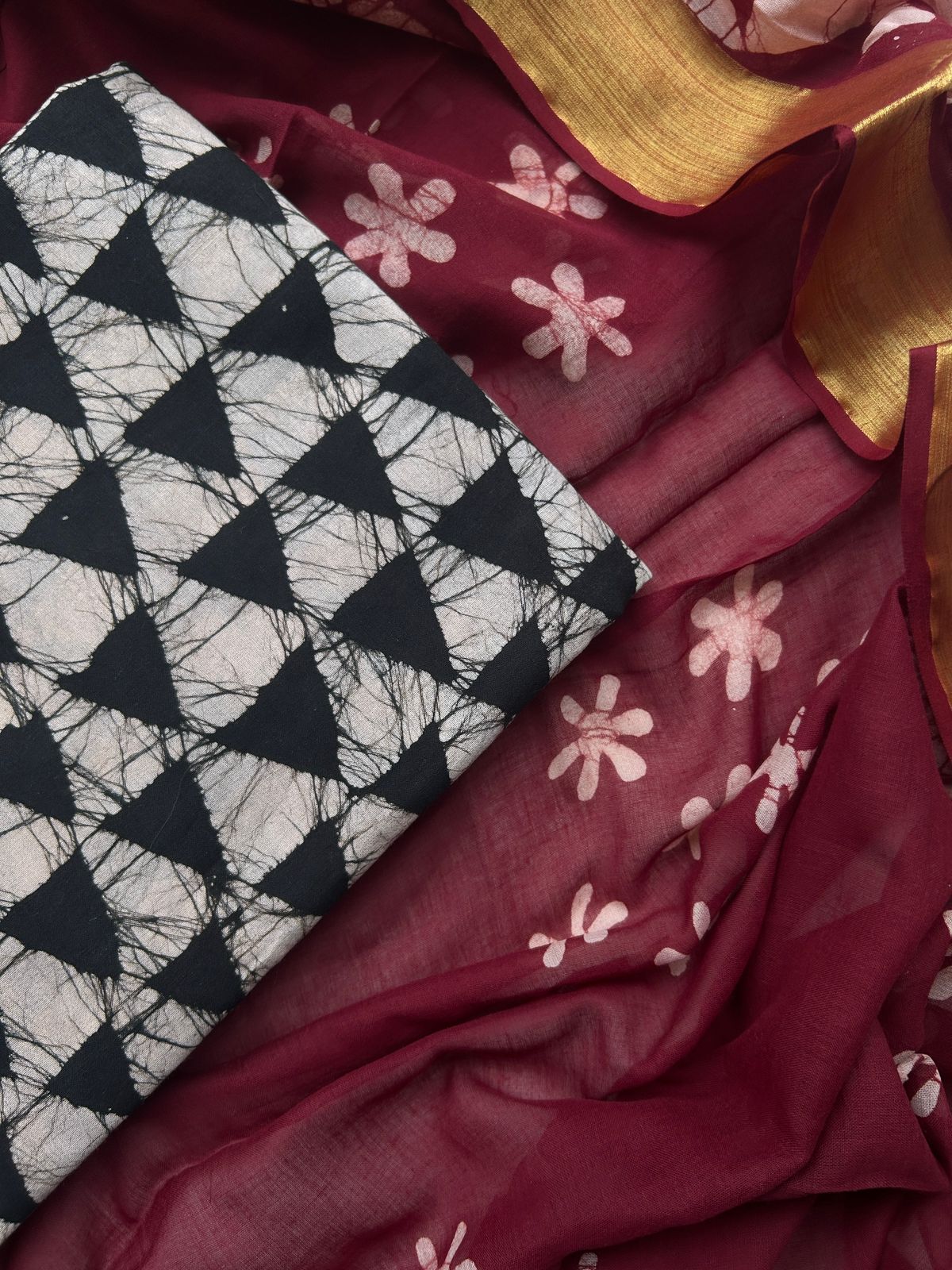 Unstitched Cotton dress material set