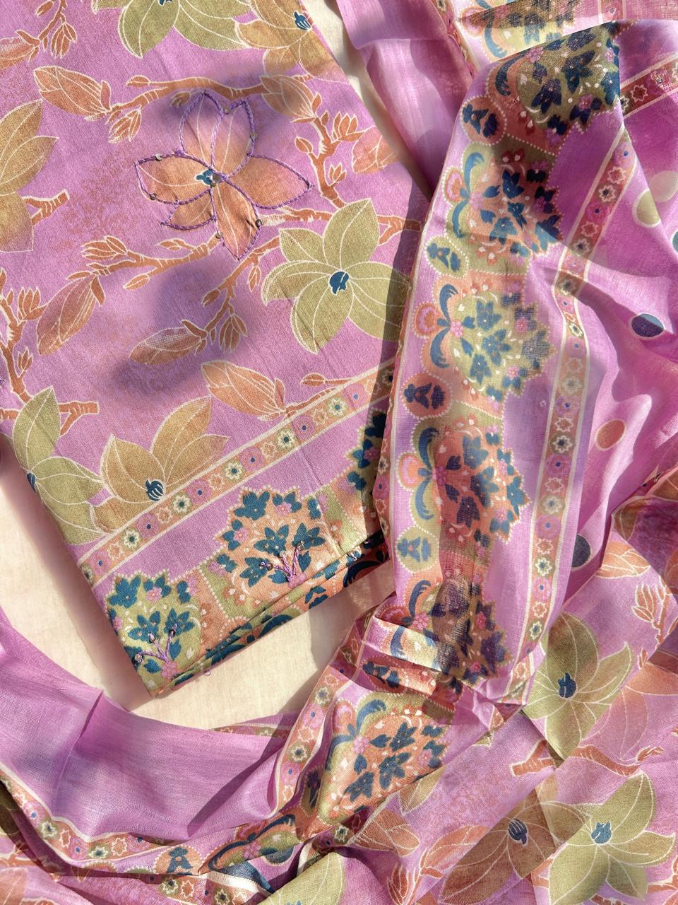 Unstitched cotton printed suits