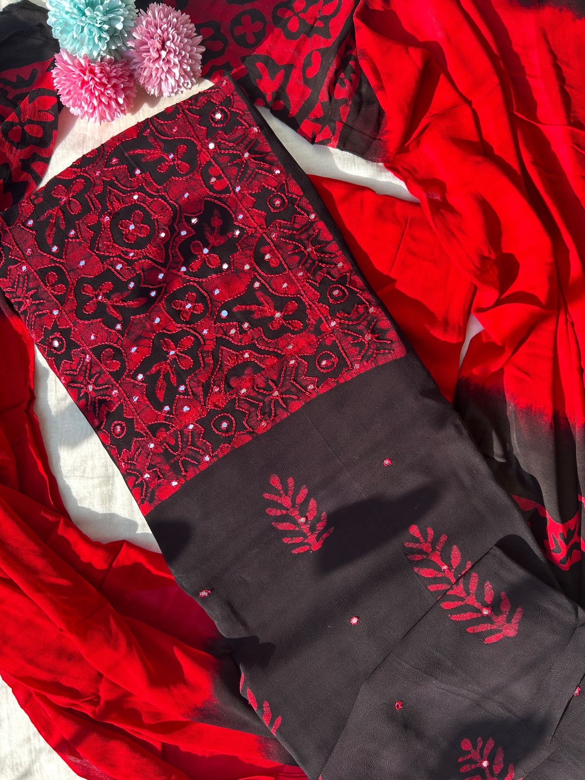 Georgette dress material sets in batik prints