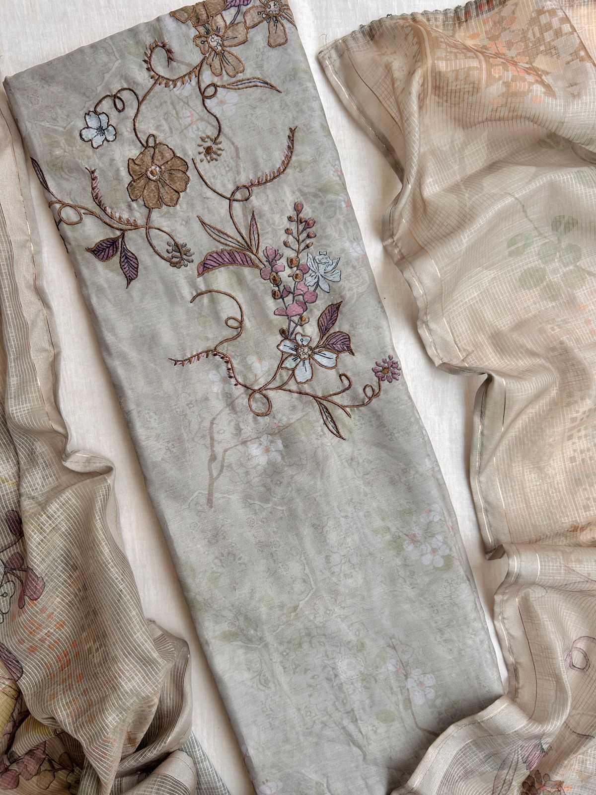 Unstitched Linen dress material set