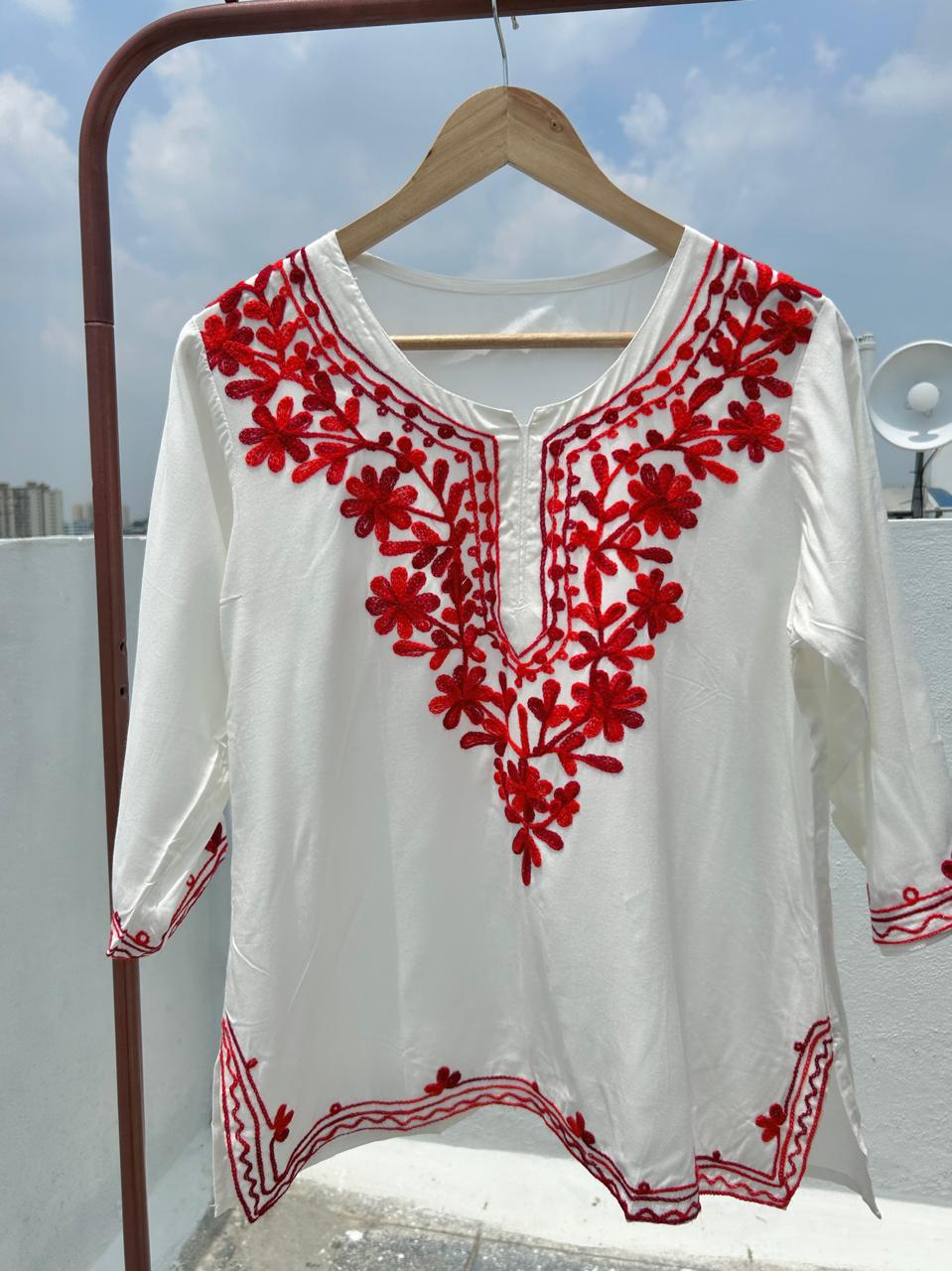 Rayon Ari work short kurta