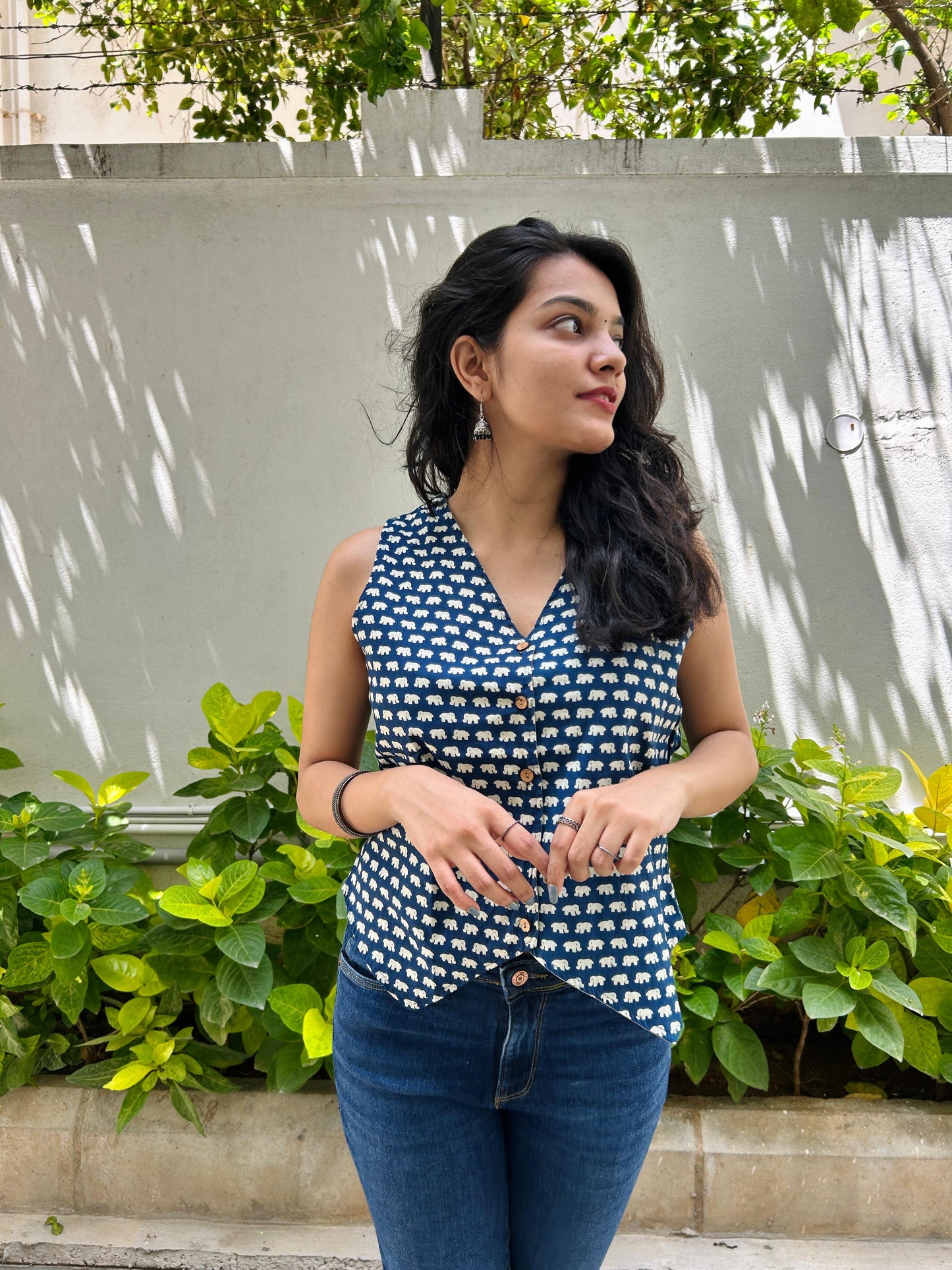 Cotton block printed Waistcoat