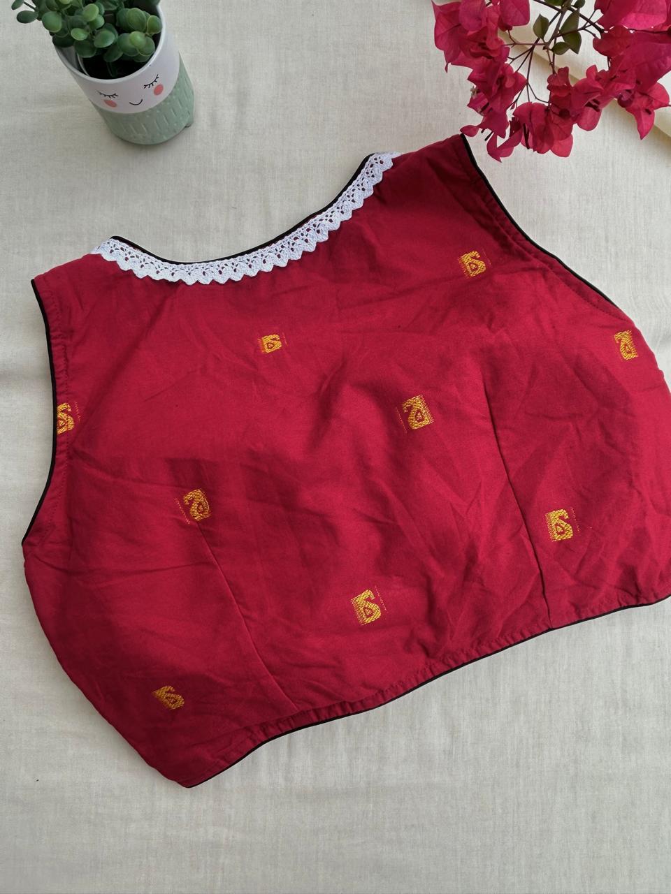 Jamdani cotton V neck blouse