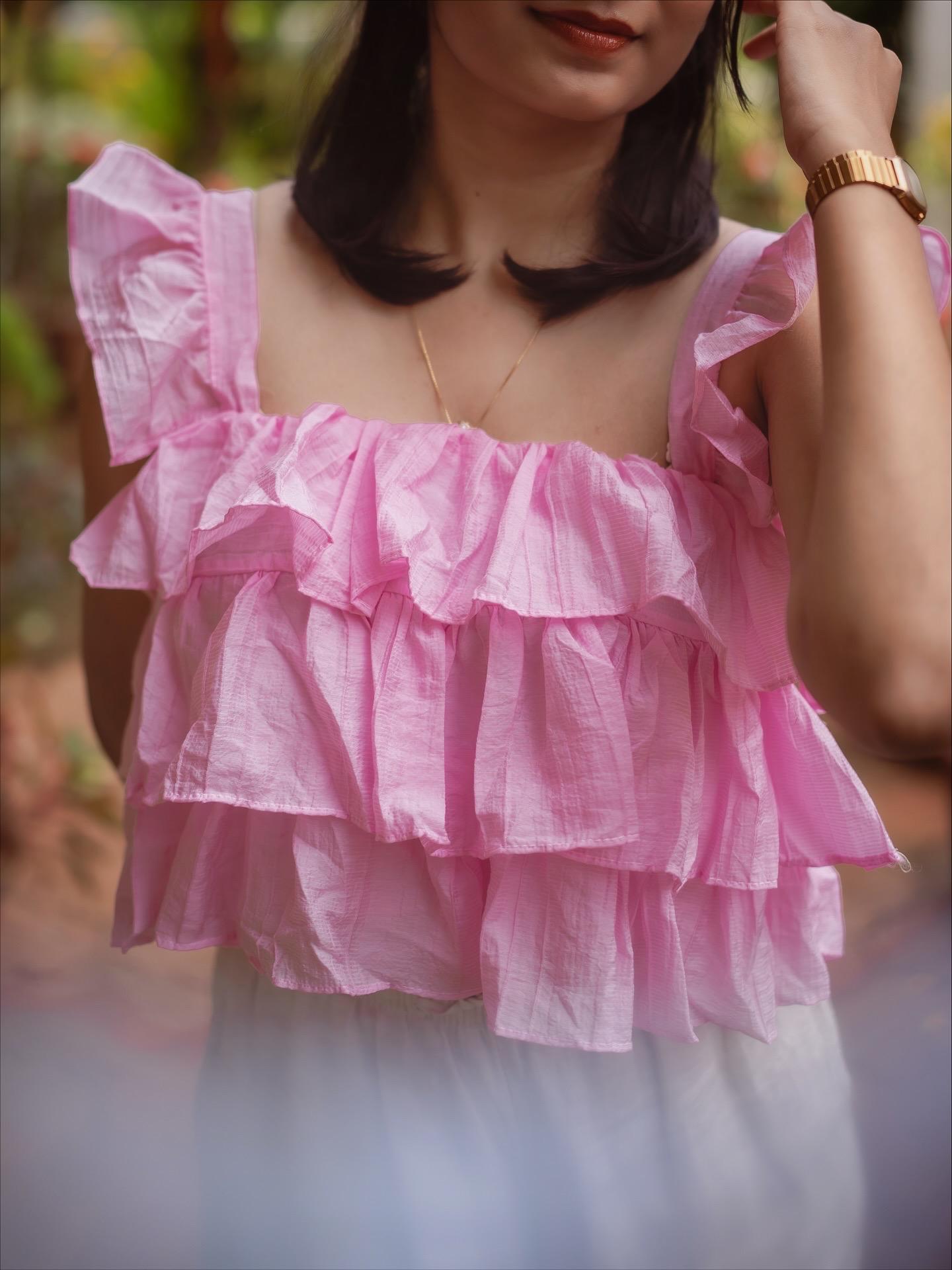 Sleeveless Ruffle top pink