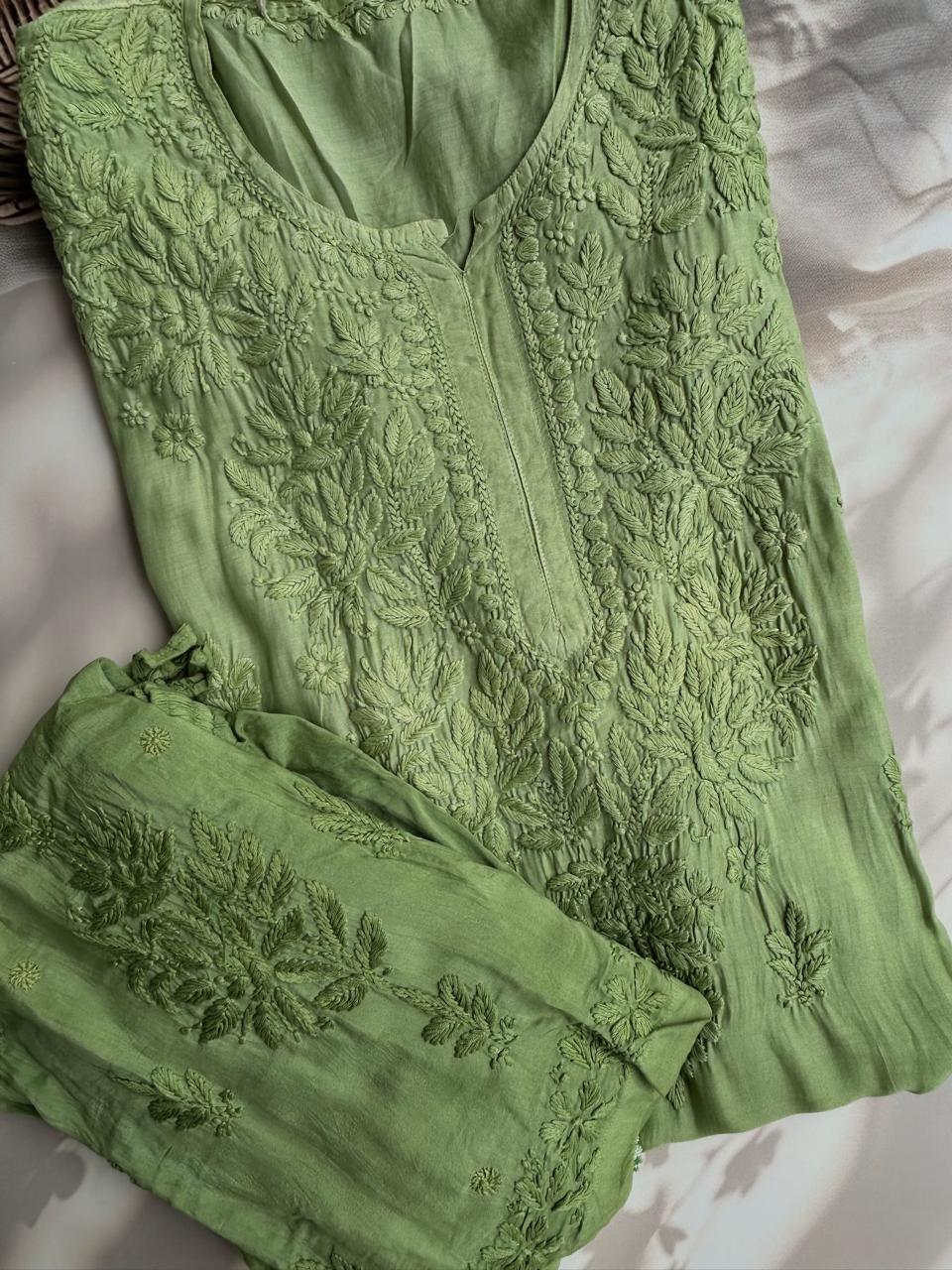 Muslin Chikankari handwork kurta set